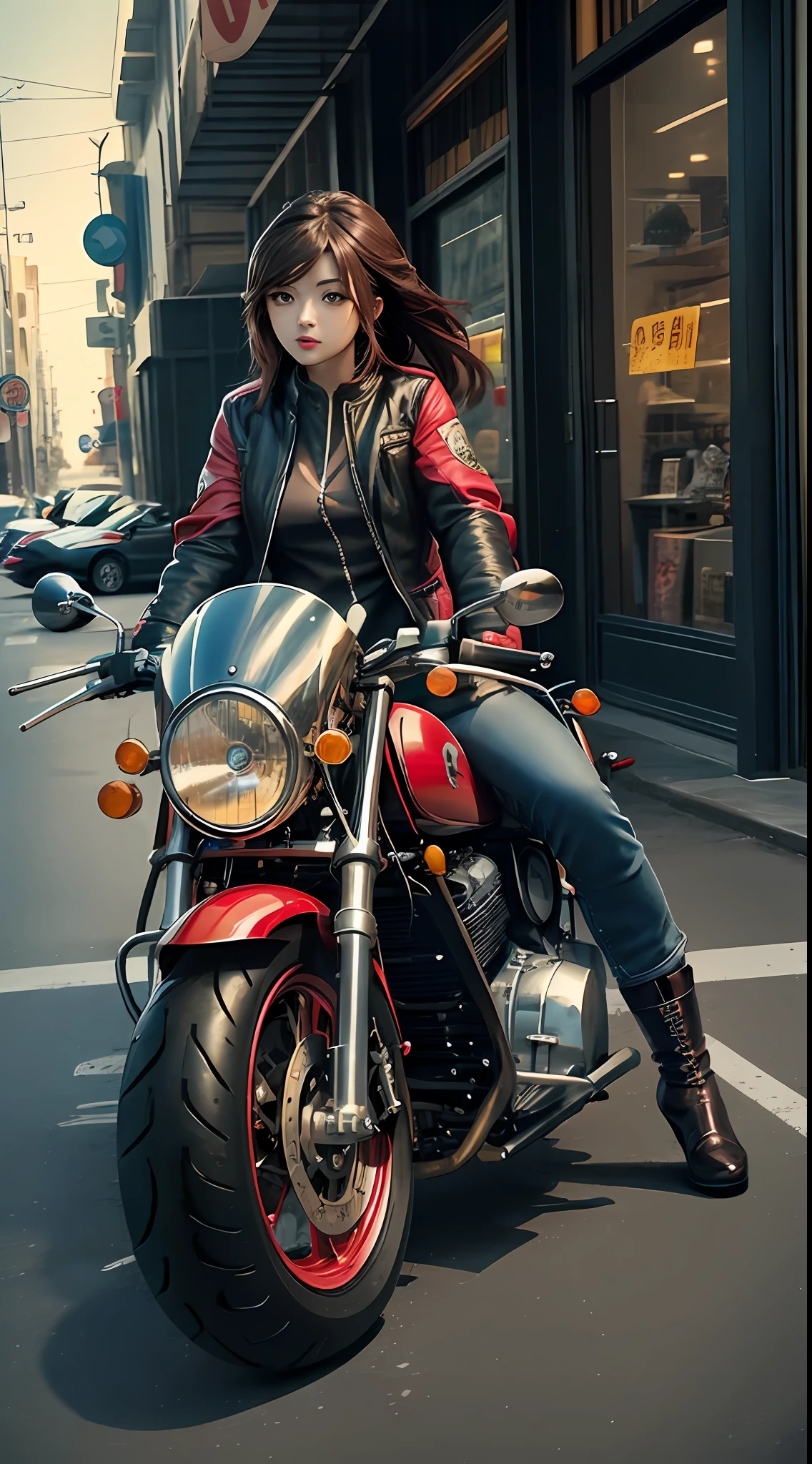 1 girl drive motorcycle,character,Chibi,real,art, explosion,
yang08k, photography, beautiful, colorful,realistic,
masterpieces, top quality, best quality, official art, beautiful and aesthetic, vintage color, street, speed,