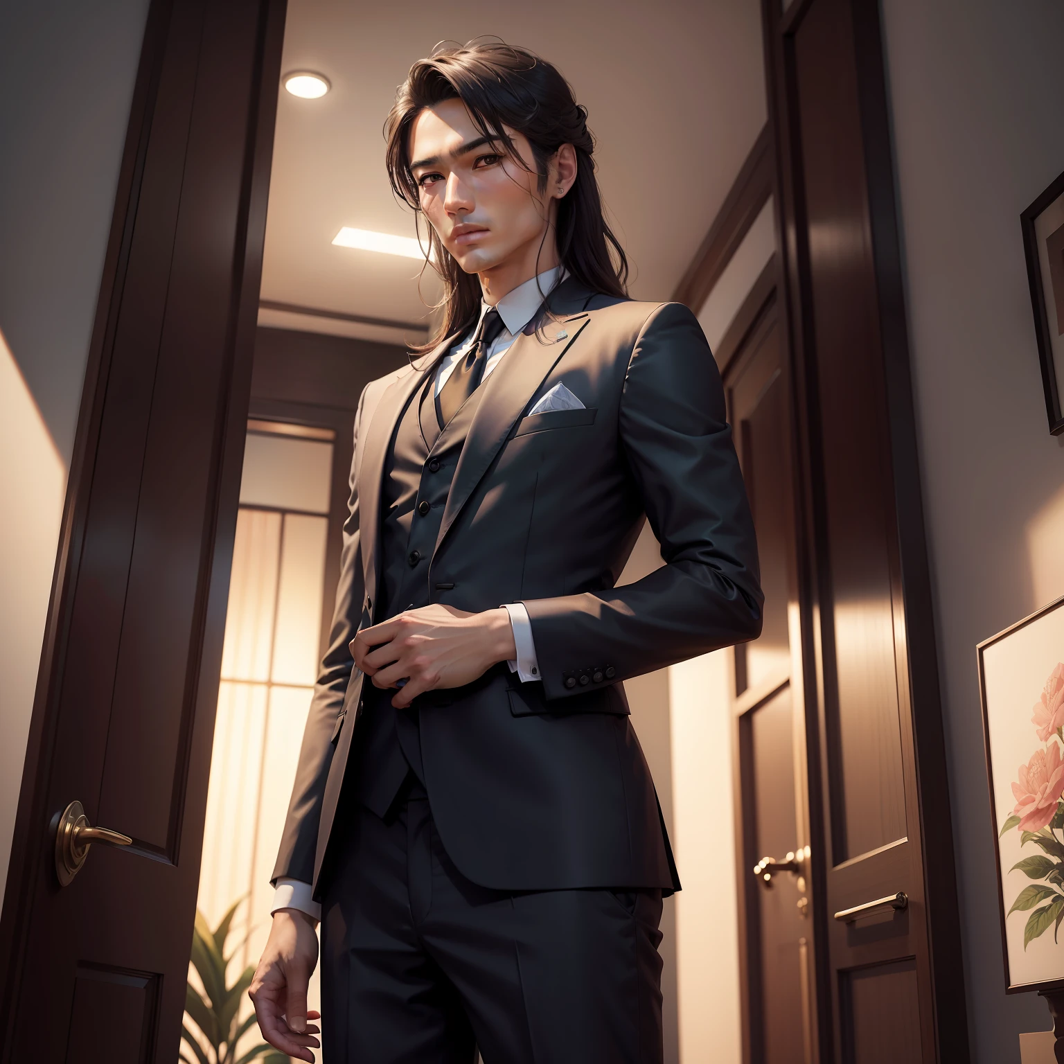 Masterpiece presenter with oriental features okcom Armani suit