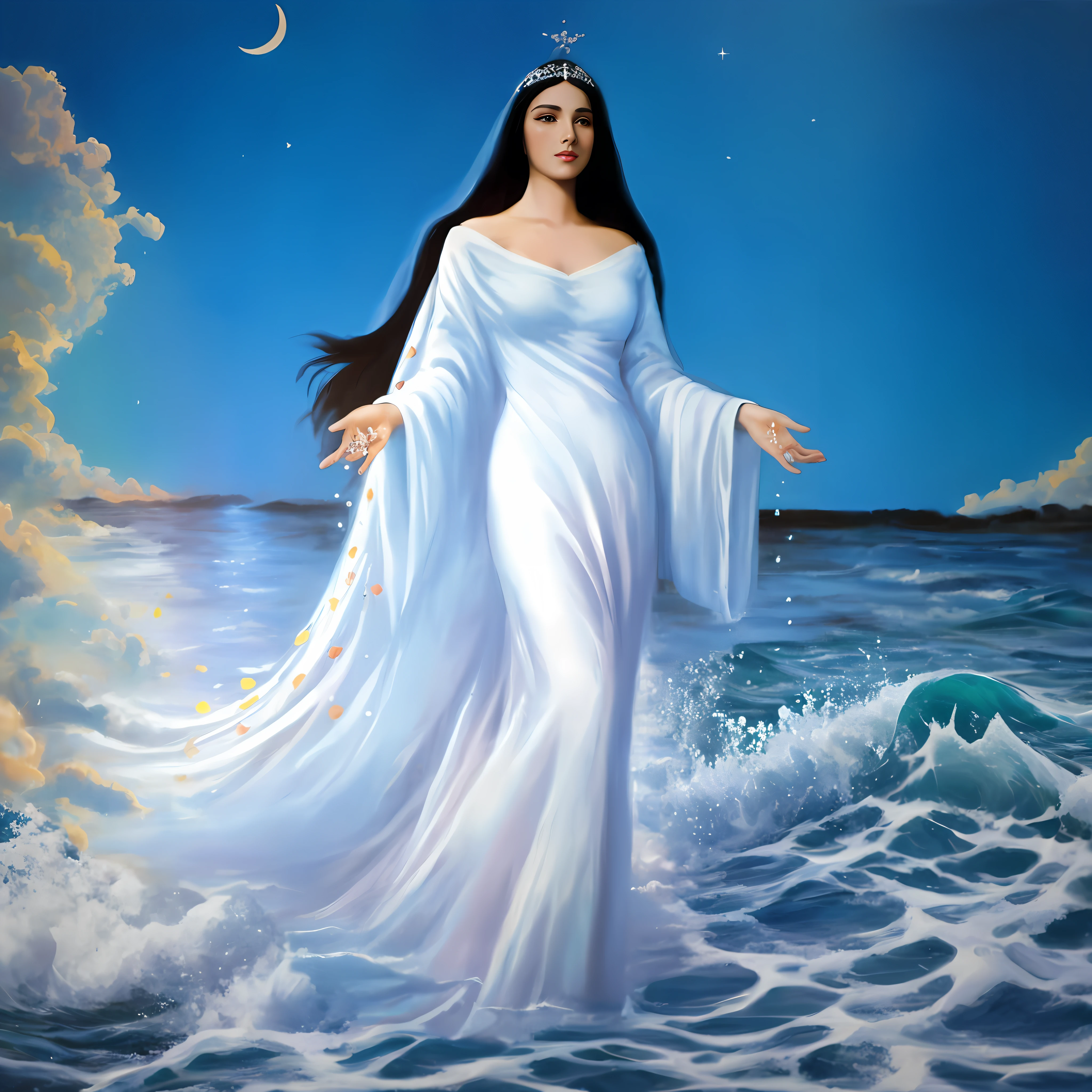 sea water with waves and white sea foams