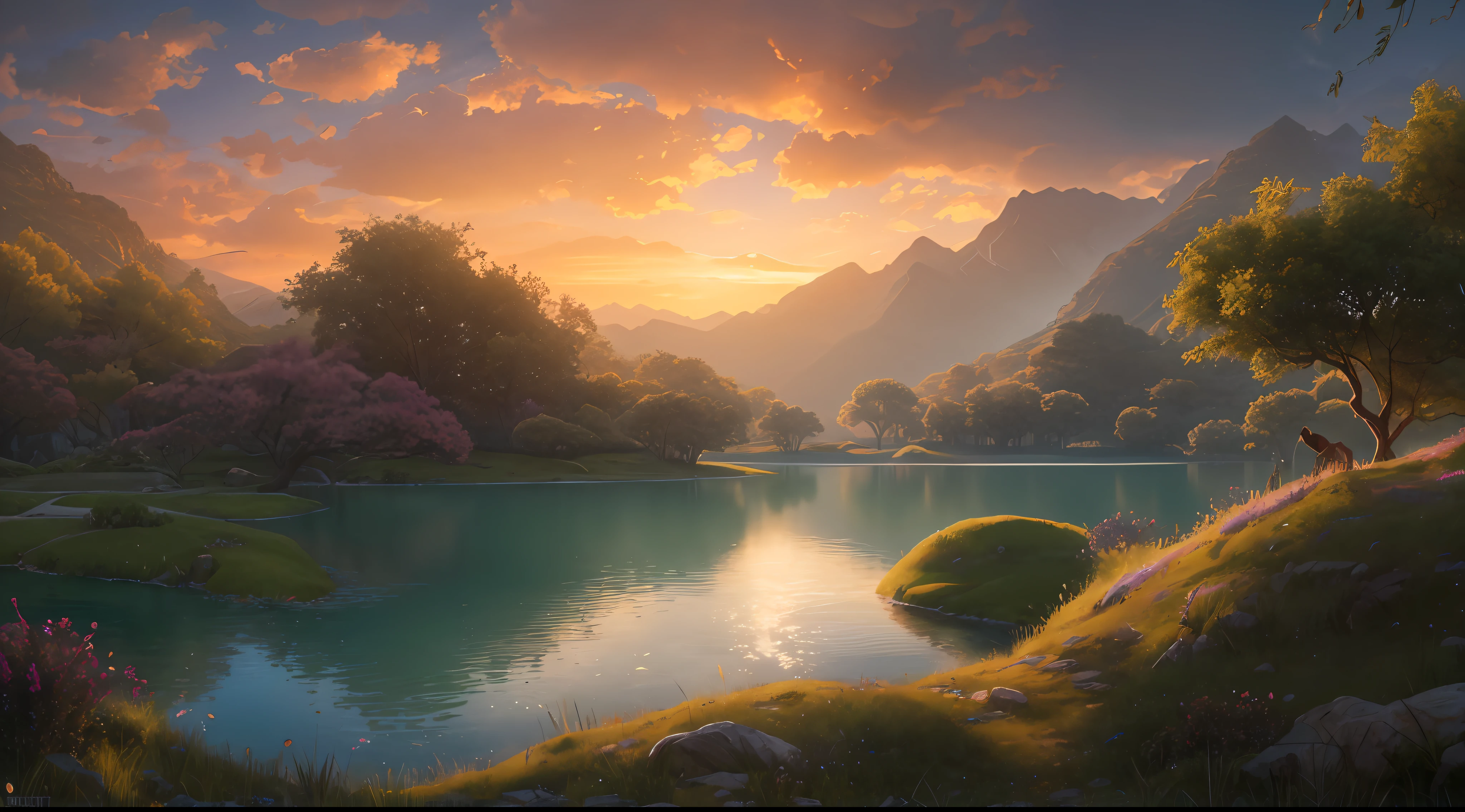 "(ultra-detailed CG unity 8k wallpaper, masterpiece, best quality, depth of field, HDR, intricate), (by Greg Rutkowski: 1.2), A mesmerizing artwork depicting a serene and enchanting natural landscape titled 'Nature Boy'. The image showcases breathtaking scenery with vibrant colors, lush greenery, and immersive depth. The composition captures the beauty of nature with exceptional attention to detail and flawless execution. The scene features a solitary figure immersed in the surroundings, exuding an aura of tranquility and harmony. The lighting effects accentuate the overall ambiance, evoking a sense of wonder and awe. This artwork is a true masterpiece that radiates a soothing and captivating atmosphere."