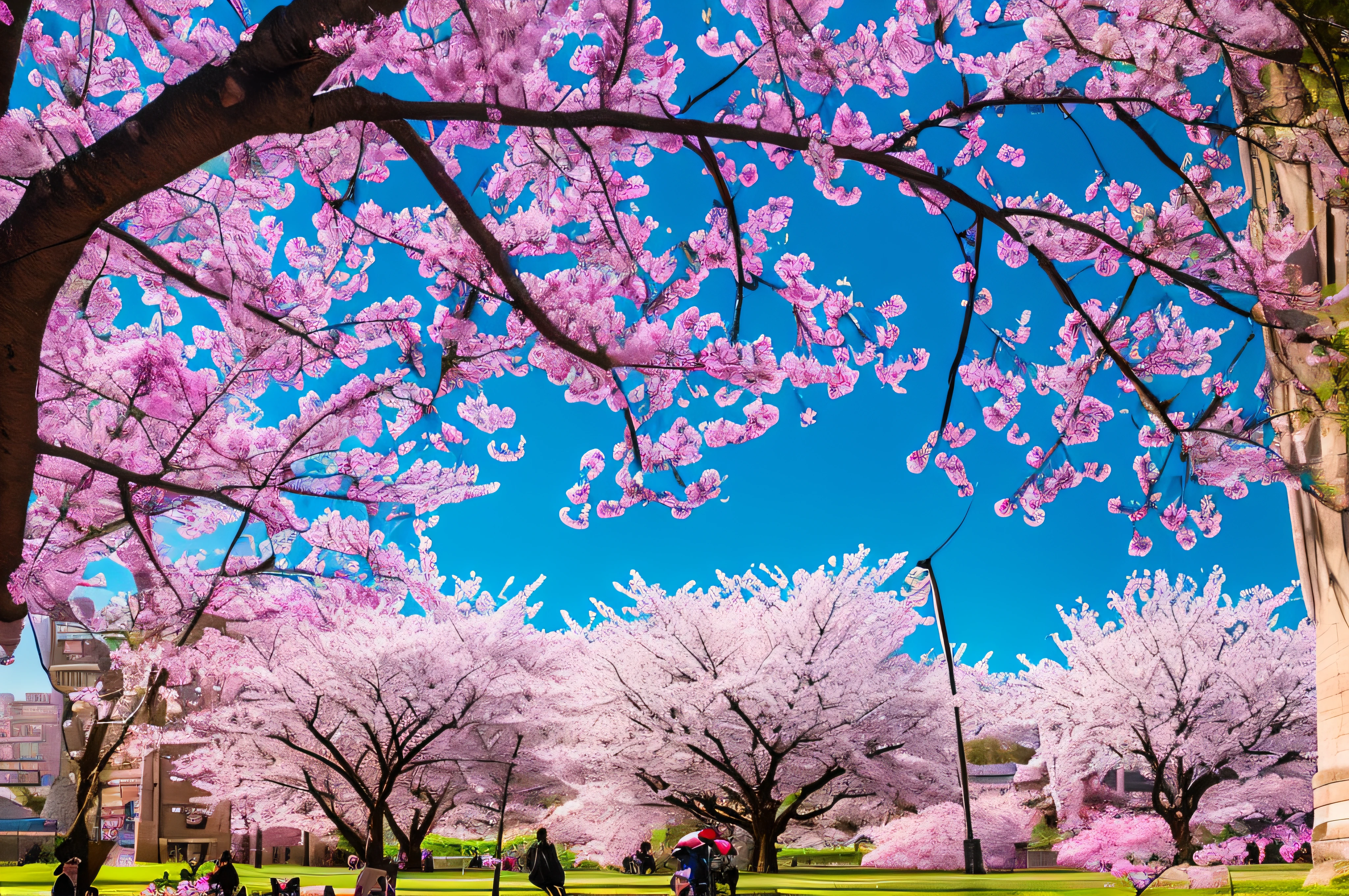 The tree々There are many people walking in the park under, The cherry tree, under a cherry blossom tree, cherryblossom, cherry blosom trees, sakura trees in the background, The cherry tree, cherry blossom, cherry trees, The cherry tree, sakura trees in the background, lush sakura trees, sakura season, cherry blossom forest, cherry blossoms in the wind, giant cherry trees