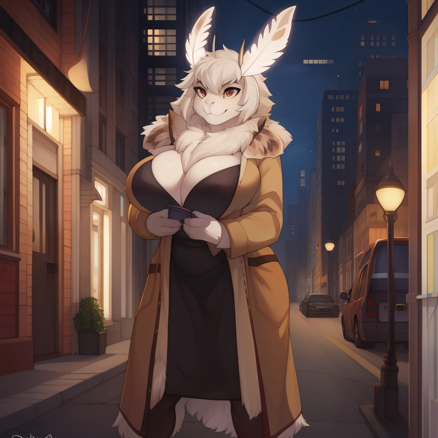 Solo, female, standing, street, big breasts, (((moth))), by danza, by sonsasu, by bebebebebe, by spuydjeks,