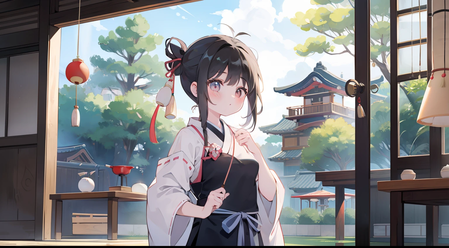 Kyudo、One girl、One knot、wind chime、Cool、​masterpiece、Top image quality、top-quality、cute little