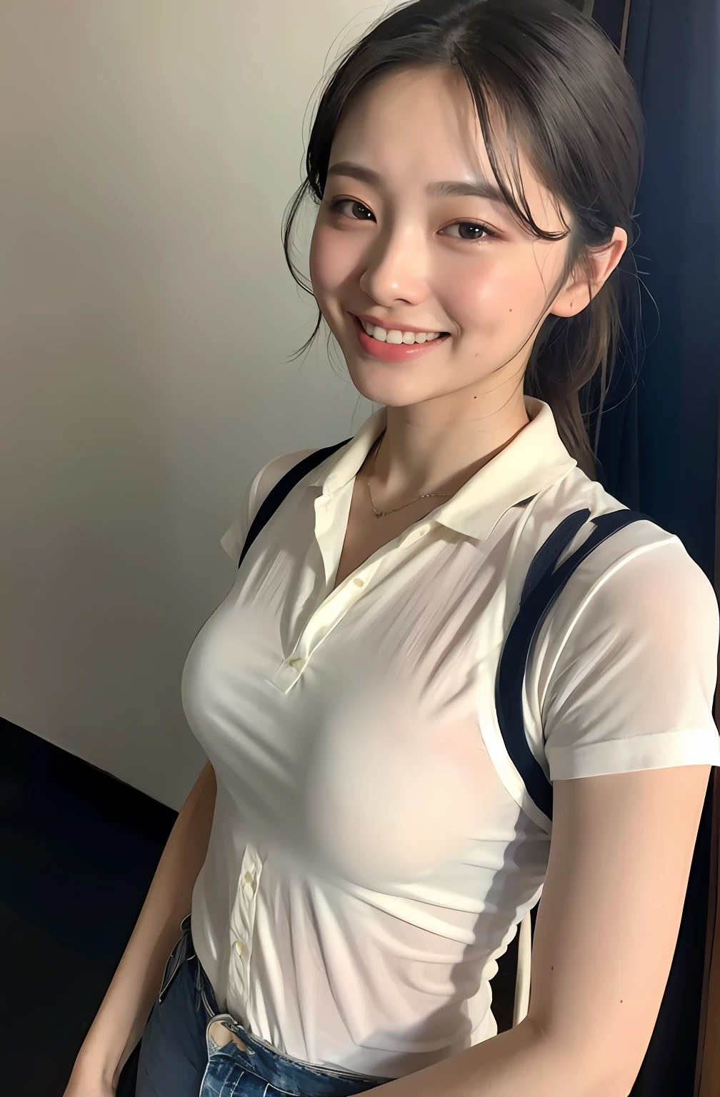 Wet and see-through with sweat