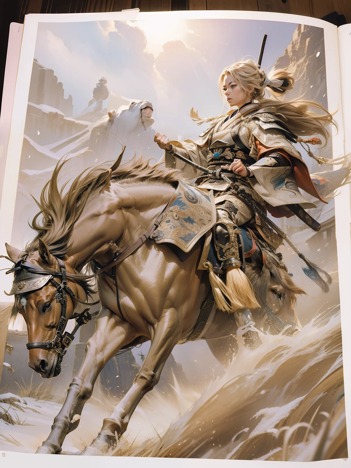 samurai on the horse,bautiful yoroi,beautifui face