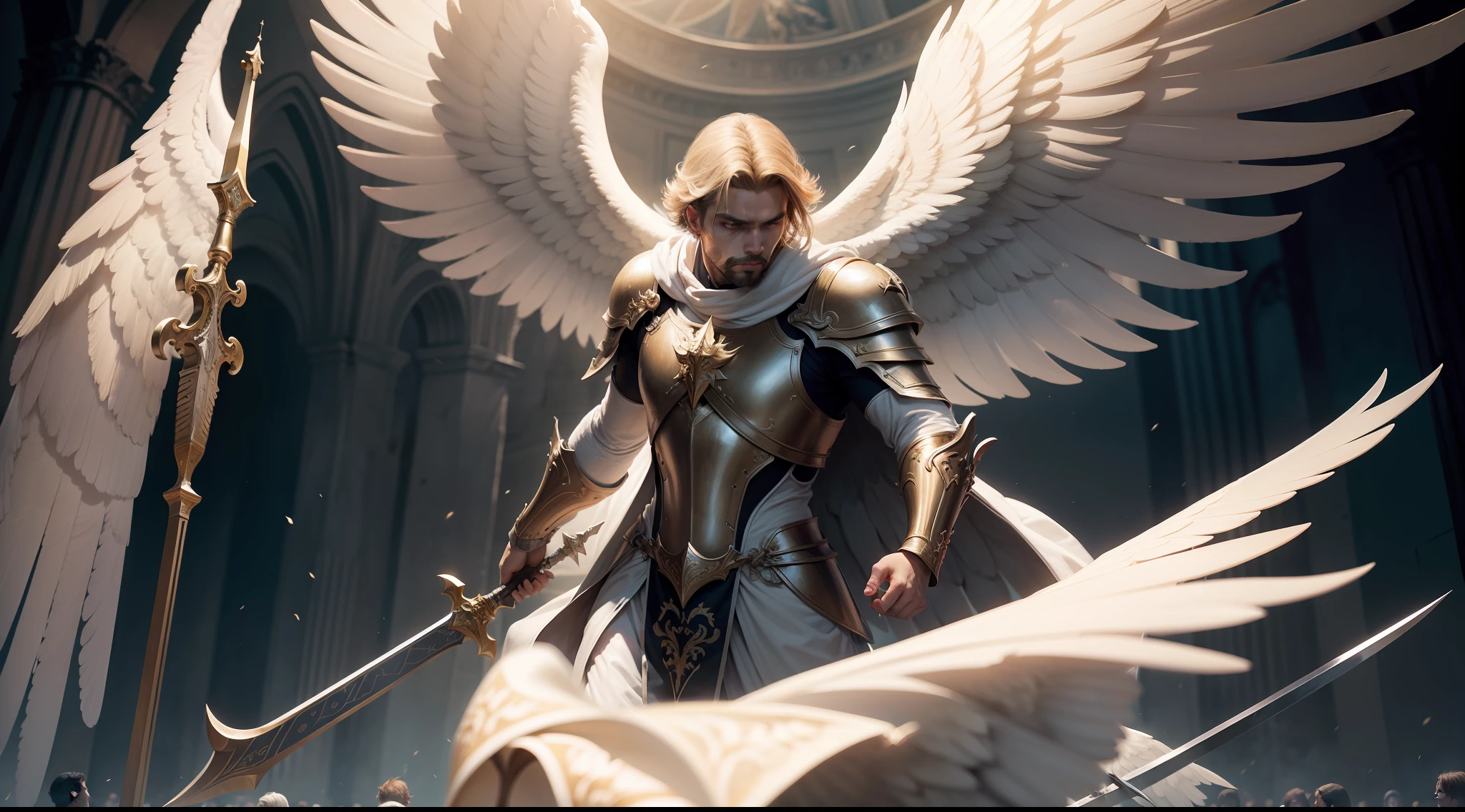 seraphim angel rosto coberto por asas anjos fortes (MIGUEL E GABRIEL) Serafins da biblia, grande batalha combate ataque, coming from heaven with shining spears and swords, na  planeta Terra, Ultra realista