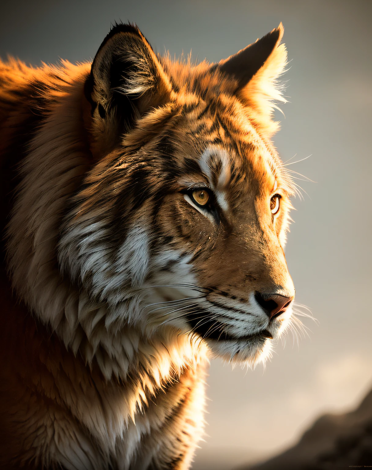 a porthait of [wolf | tiger | lion | fox], cinematic, rim light, 4k textures, soft cinematic light, adobe lightroom, photolab, hdr, highly detailed, sharp focus, soothing tones, hyperdetailed, low contrast, soft cinematic light, exposure blend, hdr,