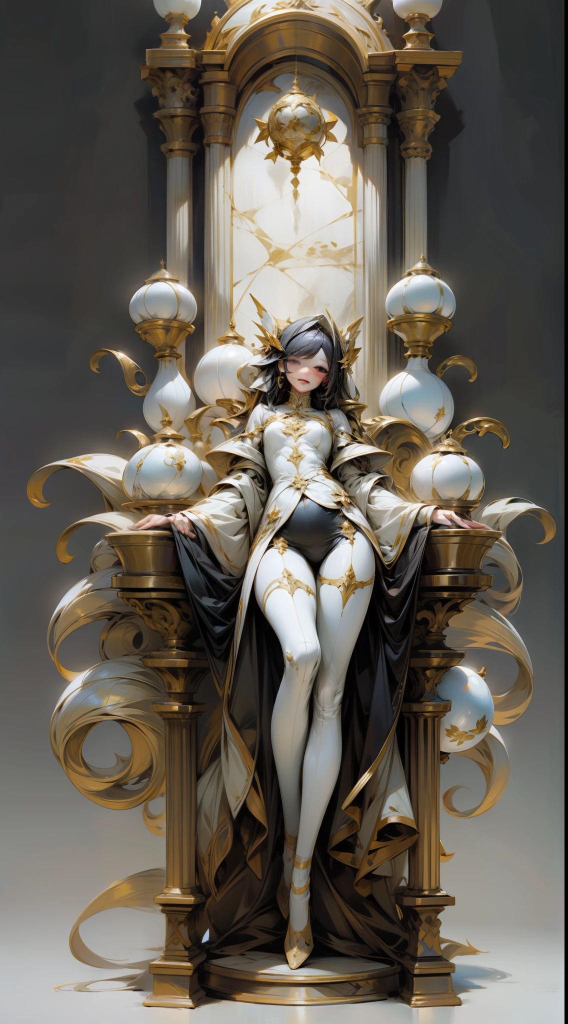 Ceramic feminine ornaments,full body shot shot,spreads her legs apart
