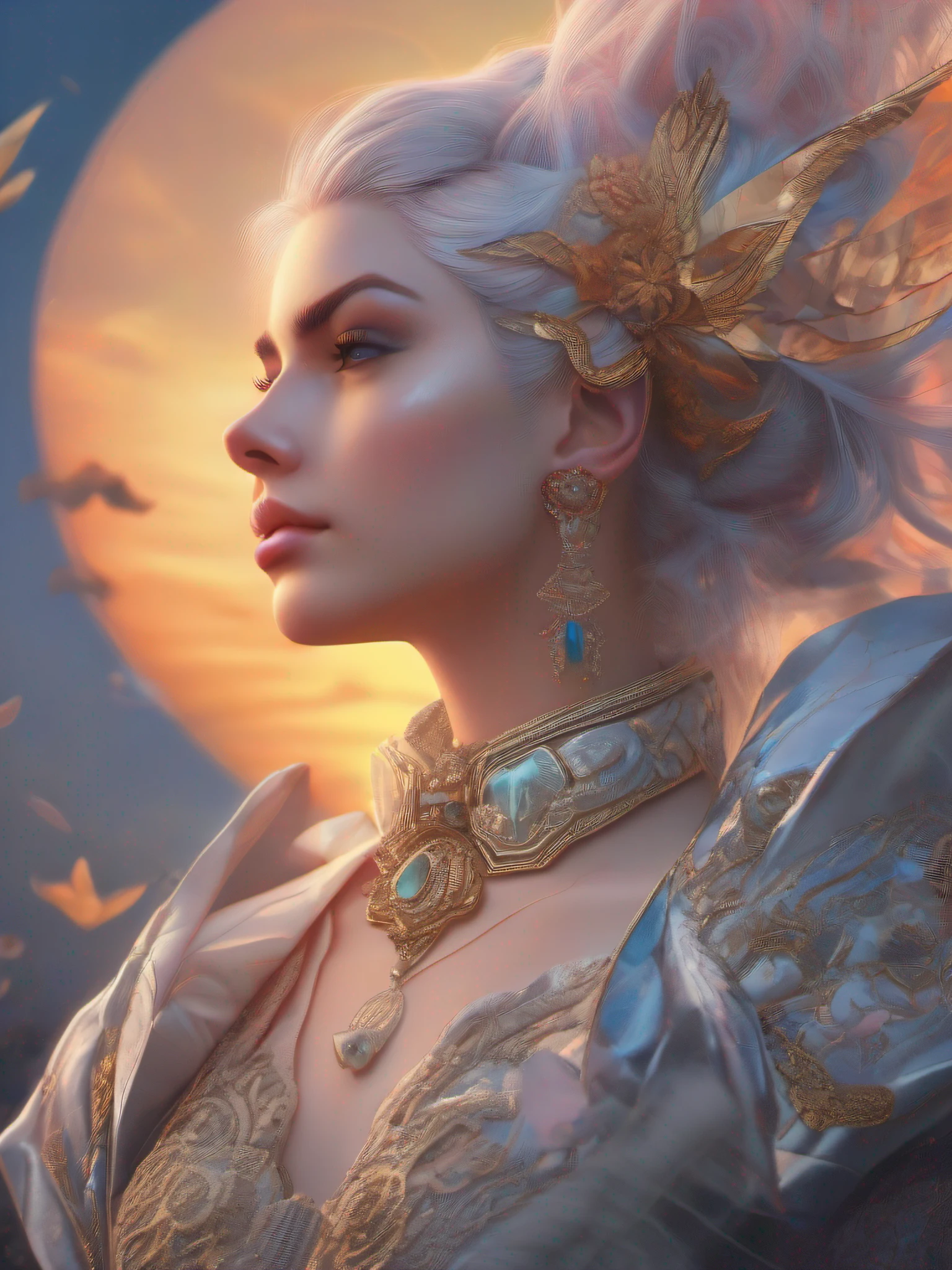 (girl:1.3),(nvinkpunk:1.2) (estilo snthwve:0.8) lobo, anthro, lightwave, sun sunset, intrincado, altamente detalhado,Pastel Art, Oil Paint, Color Grading, White Balance, Tonal Colors, 4k, HDR, Angelic, Essence, insanely detailed and intricate, hypermaximalist, elegant, ornate, hyper realistic, super detailed