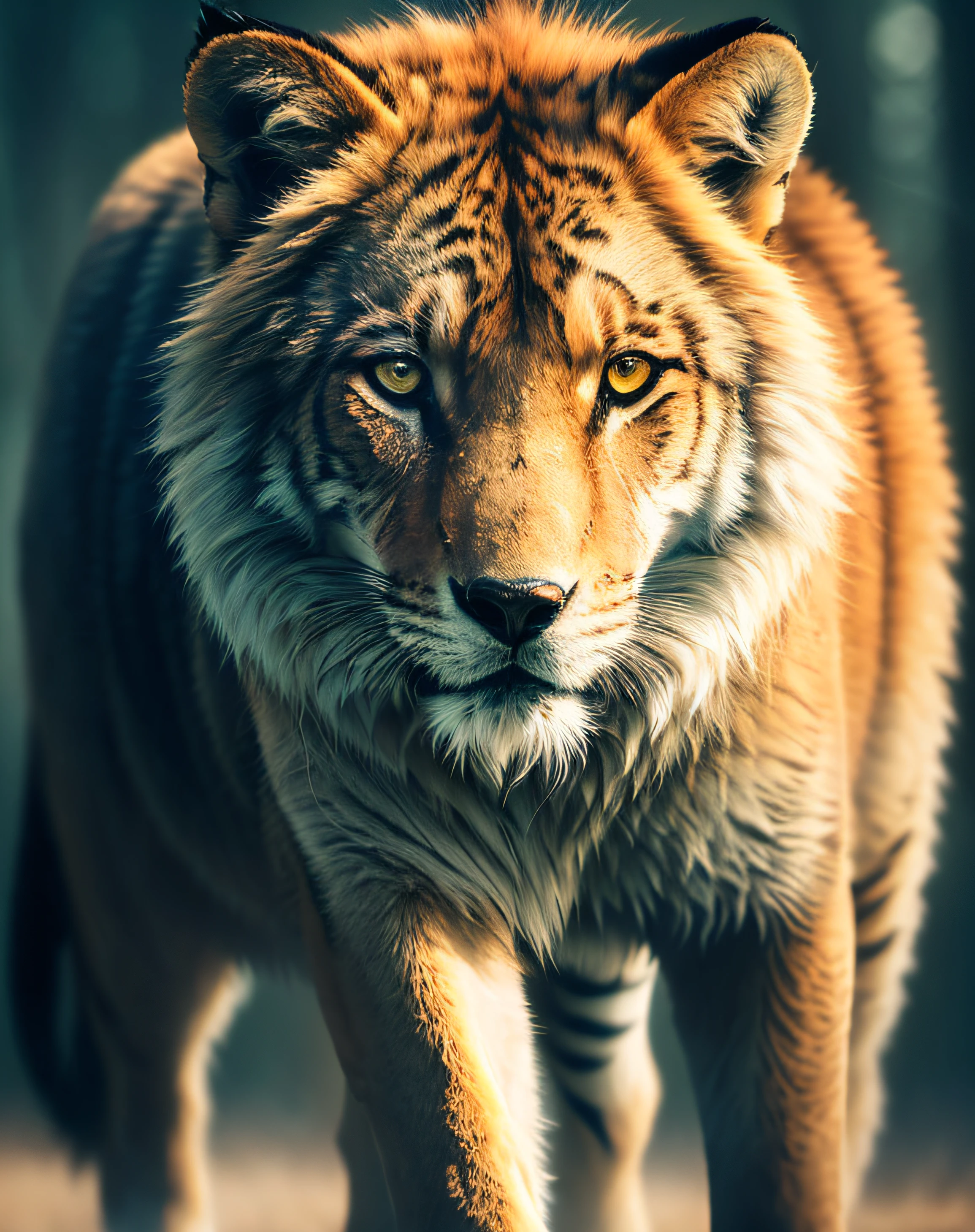 a porthait of [wolf | tiger | lion | fox], cinematic, rim light, 4k textures, soft cinematic light, adobe lightroom, photolab, hdr, highly detailed, sharp focus, soothing tones, hyperdetailed, low contrast, soft cinematic light, exposure blend, hdr,