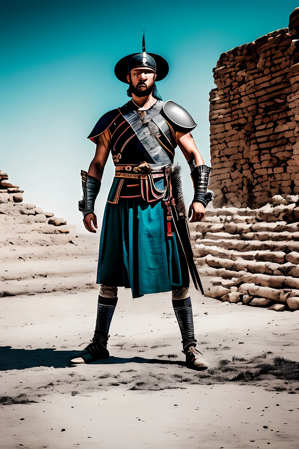 Generate a photo of an ancient warrior