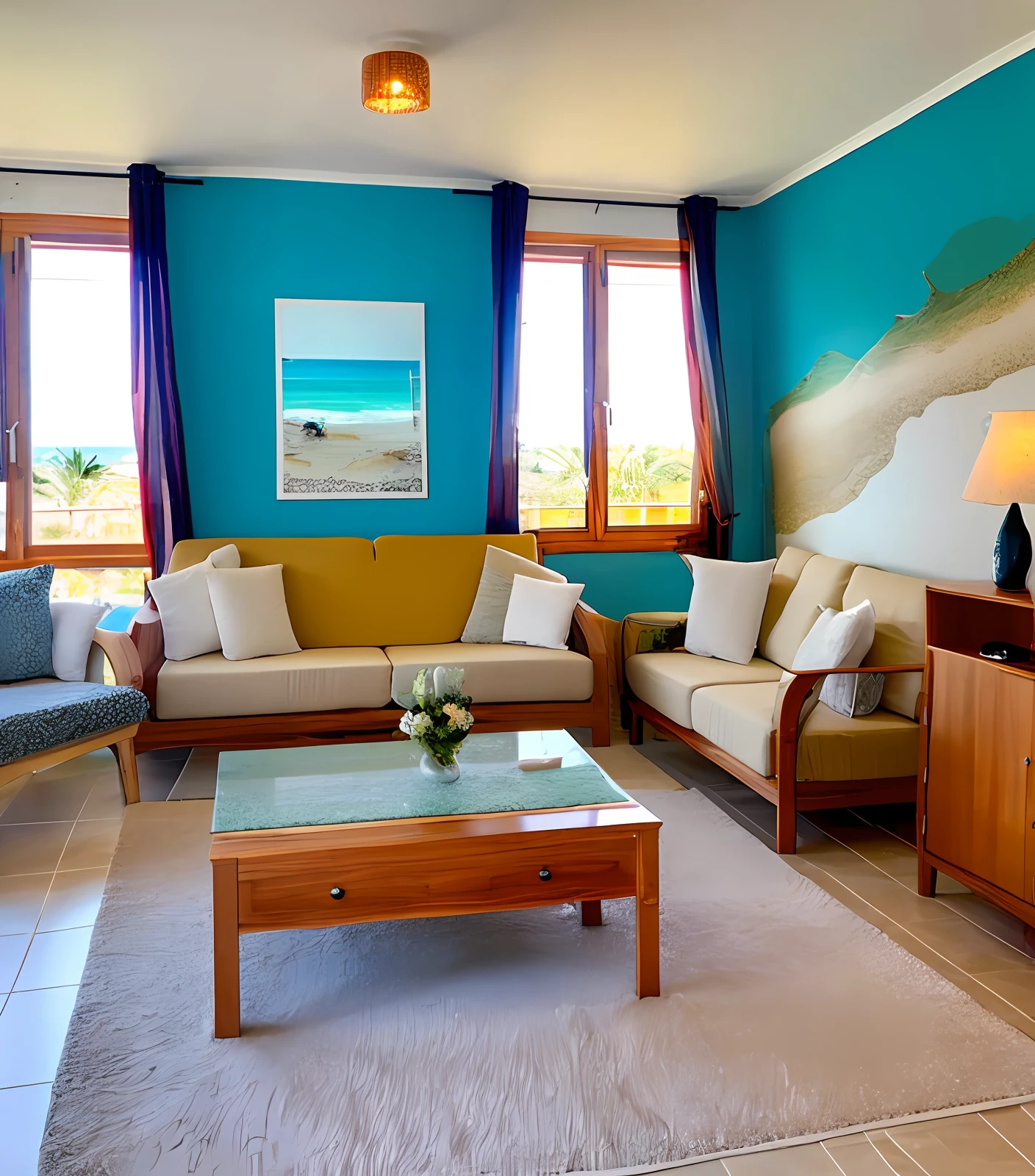 Leaving room, ocean decoration, beach decoration, contemporany style