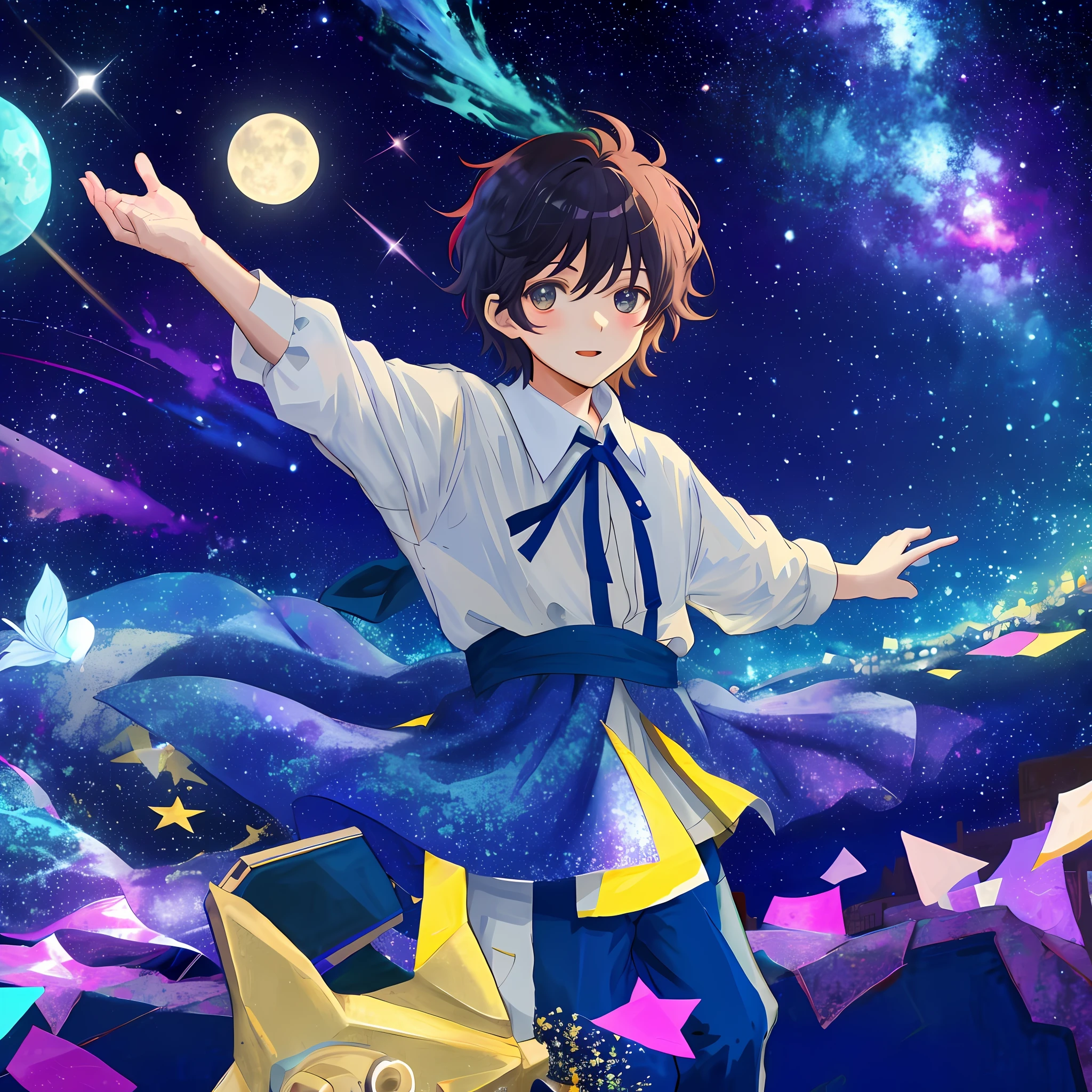author:Marc Chagall, A magical teenager, Night sky, pretty, shoun