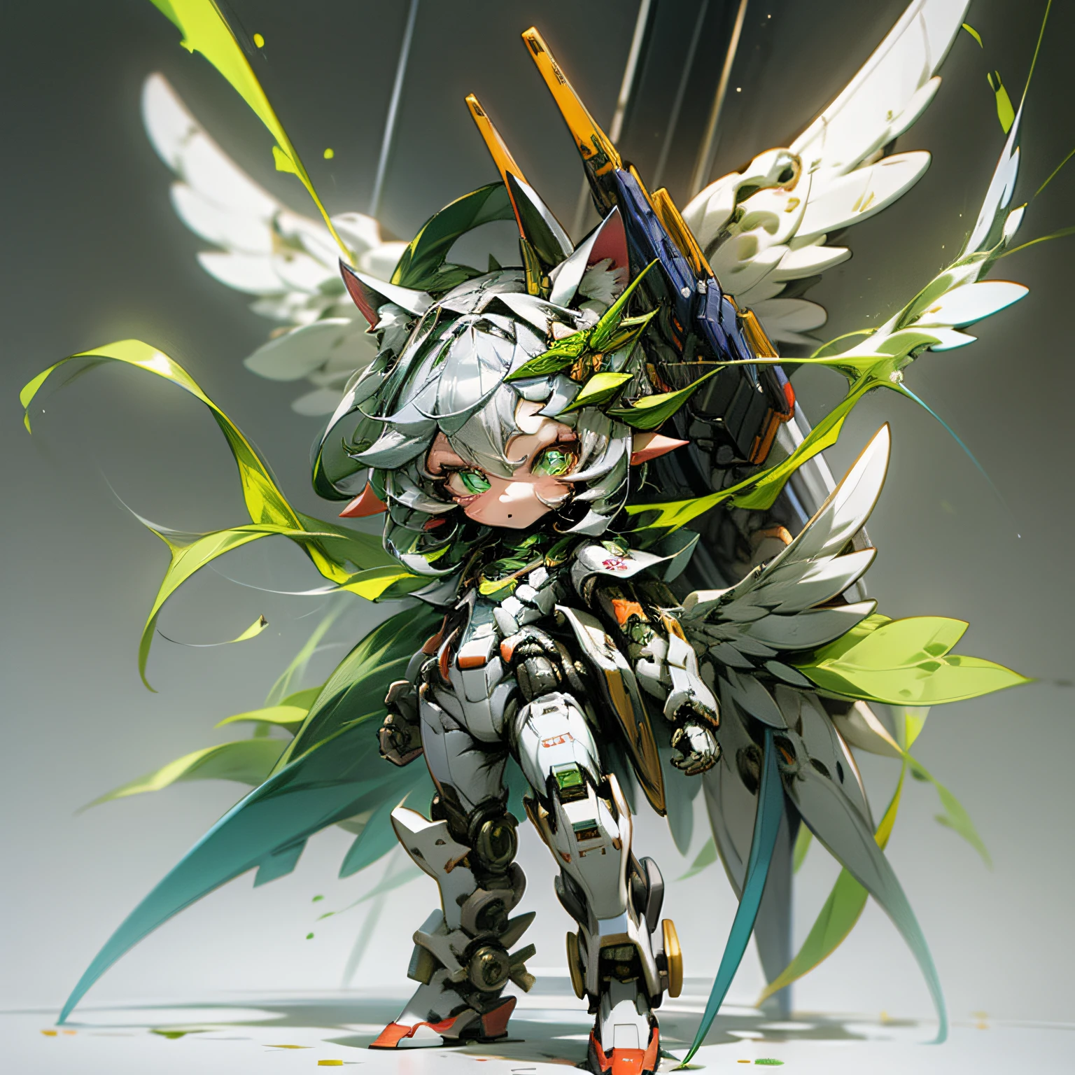 lean, chibi, Full body, Minimake, Mecha Body, Mecha legs, My favorite cat ears,Mecha Wings, NSTDA.