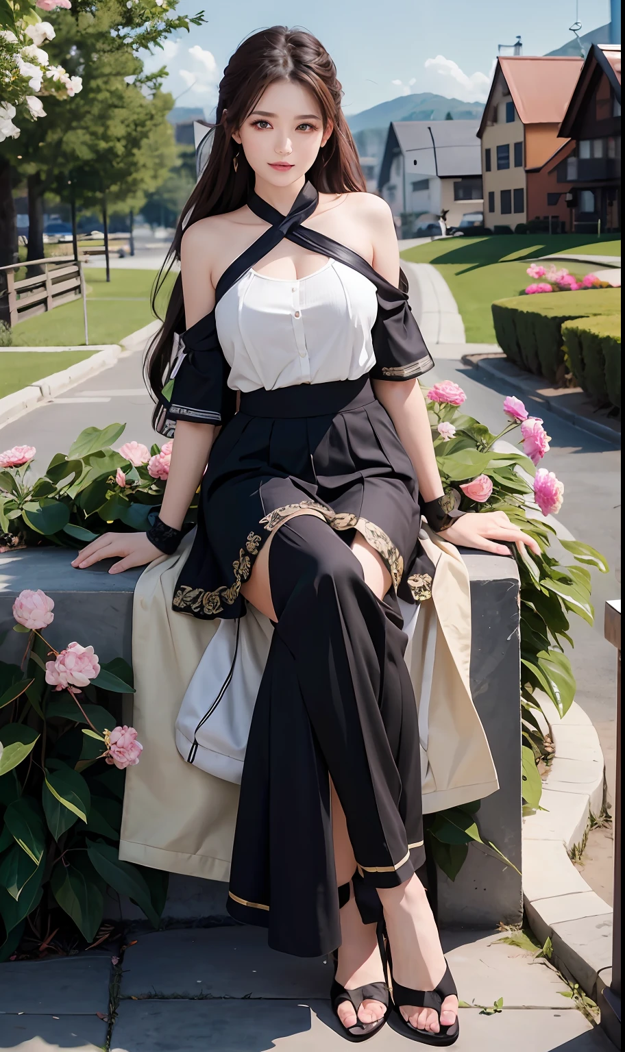 (RAW photos:1.2),high high quality,Beautiful Meticulous Girl,Highly detailed eyes and face,beatiful detailed eyes,hugefilesize,A high resolution,8k wallpaper,finely detailled,Highly detailed stock code uniform 8k wallpaper,light in face,电影灯光,16 year old girl,A sexy pose,(photo-realism:1.4),illustratio,ultra-realistic realism,super detailing, tmasterpiece, On the green steppe,Scenic Area,Wear casual clothes,full body shot shot,Bigchest,low chest