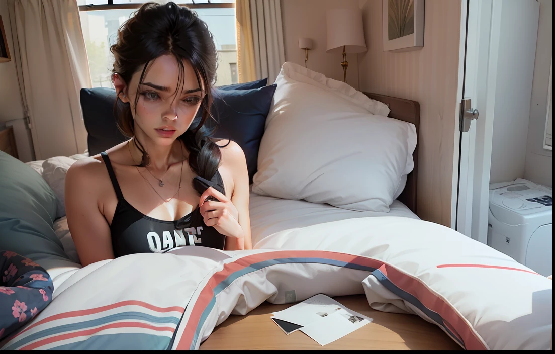 The location is in bed，The two were ruddy