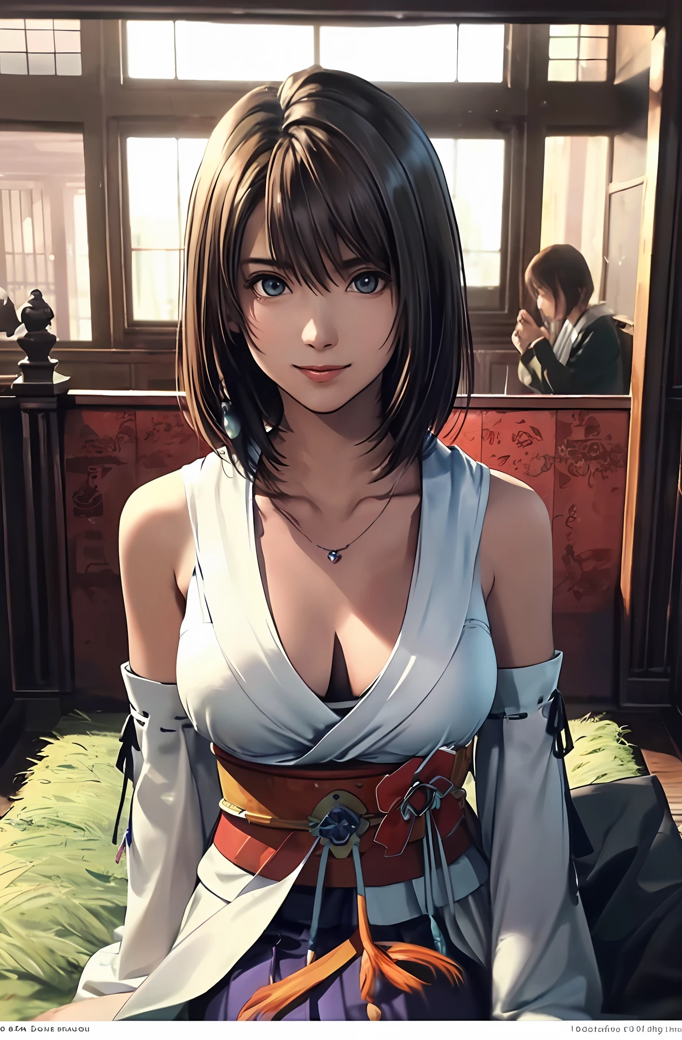 Fine-grained skin、Sharp Focus、(lighting like a movie)、Soft lighting、dynamic ungle、large full breasts、Photorealsitic、(Raw photography、top-quality、masterpiece:1.2)、The ultra-detailliert、超A high resolution、(Realistic and realistic photos:1.37)、portlate、high-definition RAW color photography、professional photograpy、extremely delicate and beautiful、ighly detailed、8K Picture Wallpaper、astonishing、finely detail、huge filesize、beatiful detailed eyes、二重まぶた、Dynamic lighting、very detailed beautiful girls、、1 girl in、(18year old:1.2)、Realistic body、小柄、fair white skin、shinny skin、Good figure、Natural face、(embarrassed from、full of shyness、A smile:1.2)、、Look at viewers:1.2、(Recumbent position、FULL BODYSHOT:1.2)、(dynamicposes) 、(((1girl in, 独奏, jewely, Detached sleeve, a necklace, blue-beaded earring, Hakama Skirt Pot、 超A high resolution、a picture、Photorealsitic、ighly detailed、A detailed face、Cute Woman Solo、the royal palace、 (masterpiece、hightquality)、looking at the viewers、gorgeous goddess、bob cuts、 Charming and、Charming and、dream-like、Royal cloak、((thick bangs))、outside of house、Sunlight、grass field、walk、Beautiful skin)))