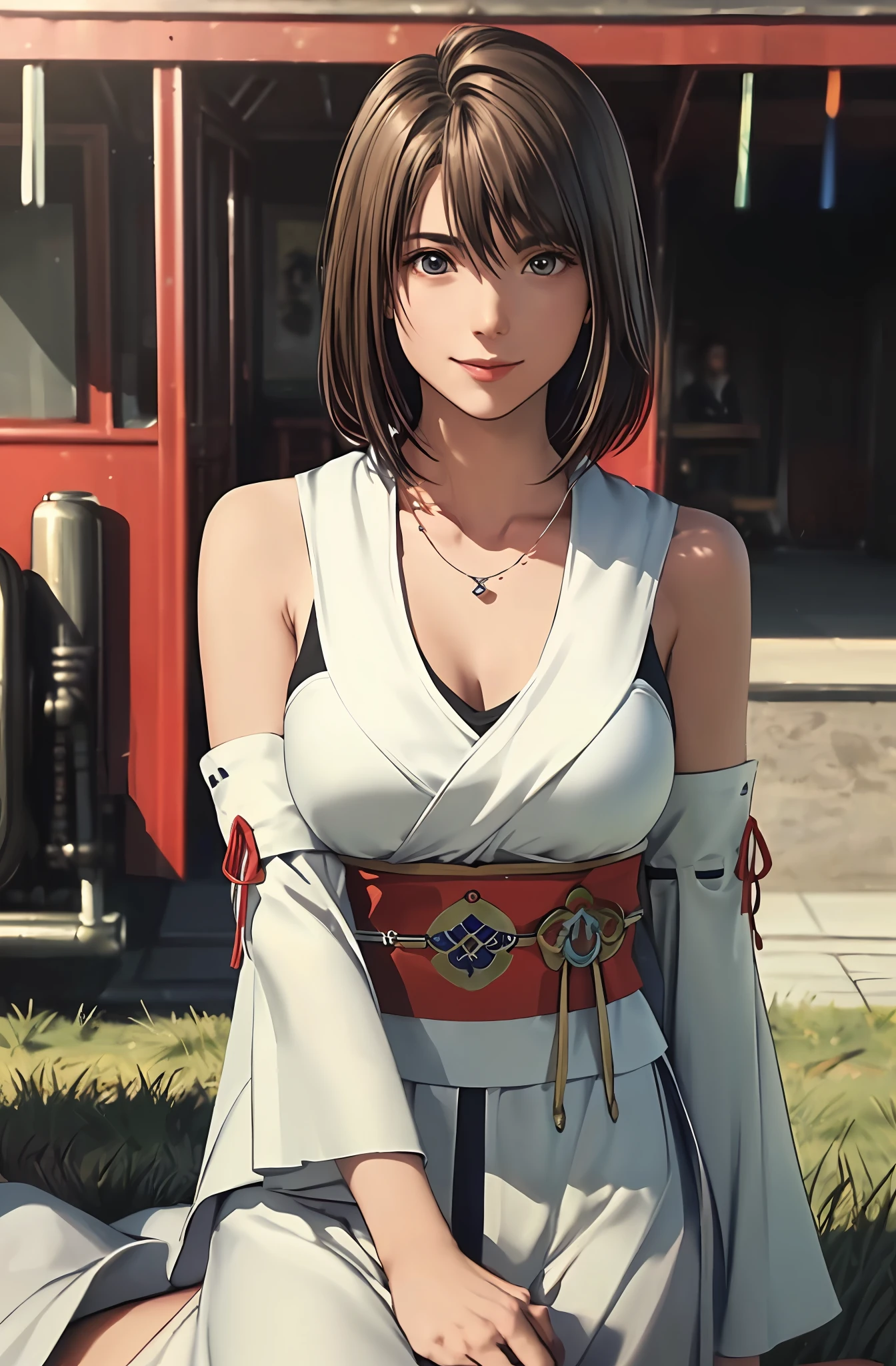 Fine-grained skin、Sharp Focus、(lighting like a movie)、Soft lighting、dynamic ungle、large full breasts、Photorealsitic、(Raw photography、top-quality、​masterpiece:1.2)、The ultra-detailliert、超A high resolution、(Realistic and realistic photos:1.37)、portlate、high-definition RAW color photography、professional photograpy、extremely delicate and beautiful、ighly detailed、8K Picture Wallpaper、astonishing、finely detail、huge filesize、beatiful detailed eyes、二重まぶた、Dynamic lighting、very detailed beautiful girls、、1 girl in、(18year old:1.2)、Realistic body、小柄、fair white skin、shinny skin、Good figure、Natural face、(embarrassed from、full of shyness、A smile:1.2)、、Look at viewers:1.2、(Recumbent position、FULL BODYSHOT:1.2)、(dynamicposes) 、(((1girl in, 独奏, jewely, Detached sleeve, a necklace, blue-beaded earring, Hakama Skirt Pot、 超A high resolution、a picture、Photorealsitic、ighly detailed、A detailed face、Cute Woman Solo、the royal palace、 (​masterpiece、hightquality)、looking at the viewers、gorgeous goddess、bob cuts、 Charming and、Charming and、dream-like、Royal cloak、((thick bangs))、outside of house、Sunlight、grass field、walk、Beautiful skin)))
