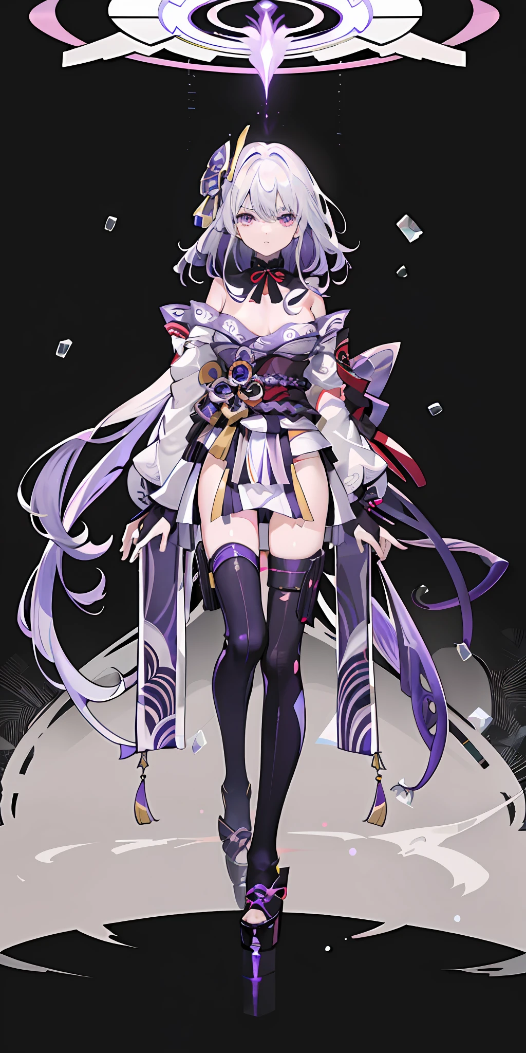 1girll, Full body like,White hair, long whitr hair,Messy hair,semi transparent,Disdainful expression,Purple eye, sportrait, photorealestic, Towels, (Onsen), side-lighting, the wallpaper, NSFW,Raiden Shogun