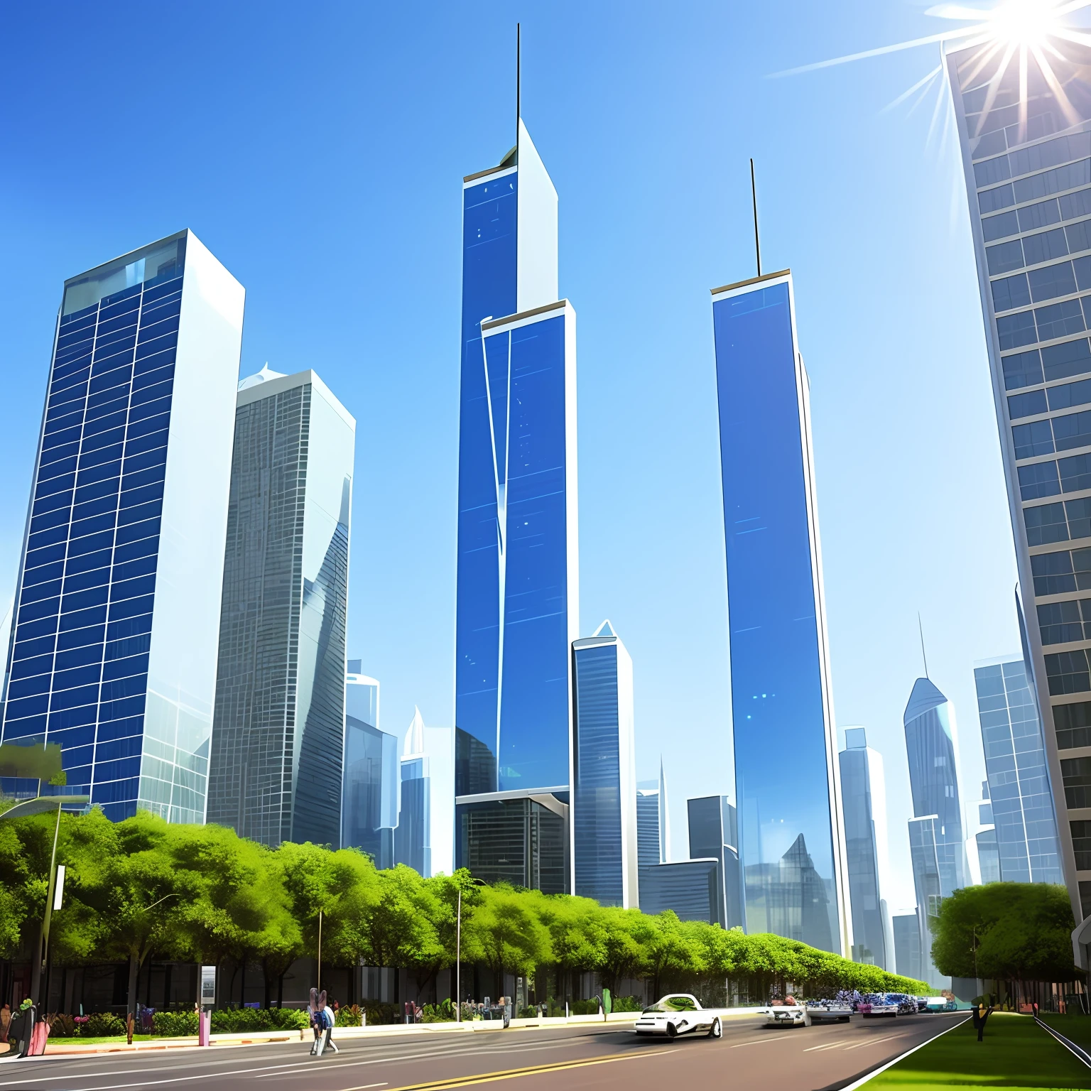 Welcome to Neonova, the city of the future! As you make your way through the entrance gates, you're greeted by a breathtaking view of gleaming skyscrapers stretching to the horizon. The architecture is a perfect fusion of geometric shapes and elegant curves, made with advanced and sustainable materials.
Public transport is fully autonomous and powered by clean energy. Silent flying vehicles hover in the sky, connecting the city's diverse neighborhoods through air traffic networks. For those who prefer to get around by land, smart streets are covered by solar panels that power state-of-the-art electric vehicles, making travel efficient and environmentally friendly.
The buildings are true technological marvels. They are covered by smart glasses that automatically adjust to the intensity of the light, providing natural lighting and reducing the need for artificial energy. Vertical gardens adorn the facades, providing clean air and harmonious living spaces.
Augmented reality technology is everywhere. Citizens can interact with holograms and virtual interfaces projected into the physical space, facilitating access to information, services and entertainment. The buildings are equipped with artificial intelligence systems that constantly monitor environmental conditions, safety and energy efficiency.
Energy is generated in a decentralized manner through solar panels, wind turbines and other renewable sources. Vertical power towers capture the force of the winds and convert it into electricity. The city is an example of sustainability, with a resilient infrastructure capable of adapting to climate change.
Everyday life is facilitated by virtual personal assistants, which are always present on wearable and home devices. These assistants perform daily tasks, from shopping to controlling home devices, all through