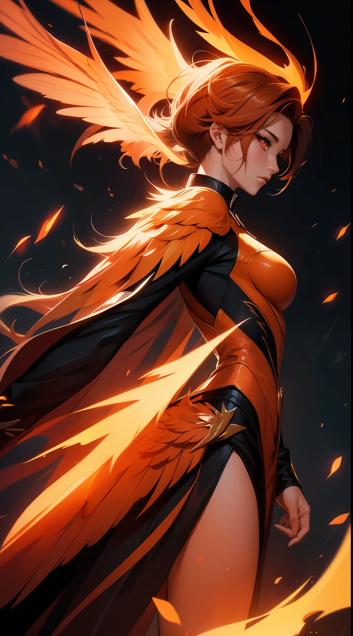 soft brush, (Digital painting:1.2), Phoenix Firebird close-up, (Black background), By Artgerm, concept-art, (连贯: 1.3), trending on artstationh, Photoshop, Excellent composition, Cinematic atmosphere, Dynamic cinematic lighting, Aesthetic, very inspirational, arthouse