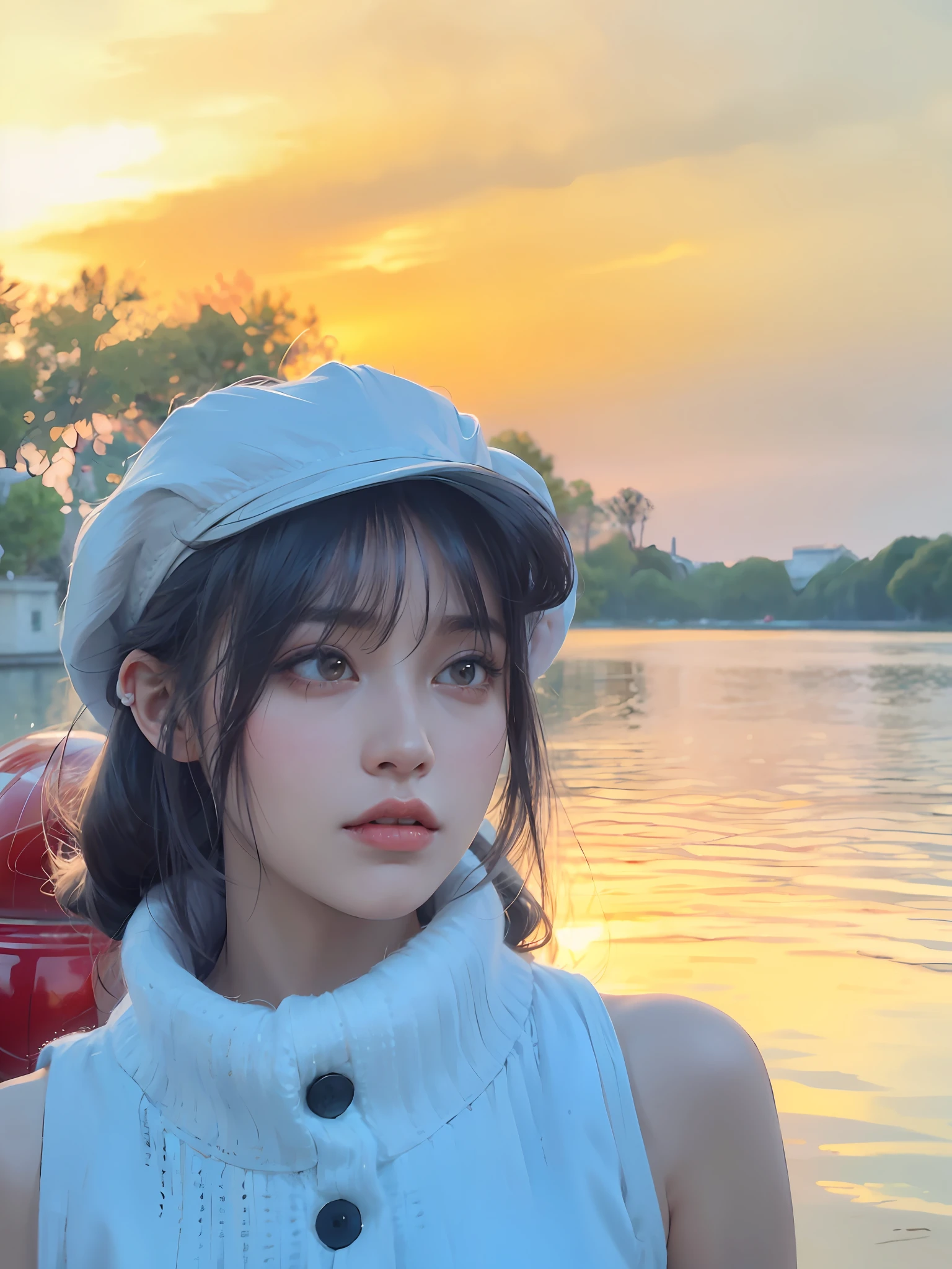 a 20 yo woman,(high-top fade:1.3),long whitr hair,dark themes,soothing tones,pastel colour,hight contrast,(Natural skin texture,ultra-realistic realism,the soft light,Sharp),with fair skin,Chu Chu pitiful,Perfect,tmasterpiece,Amazing