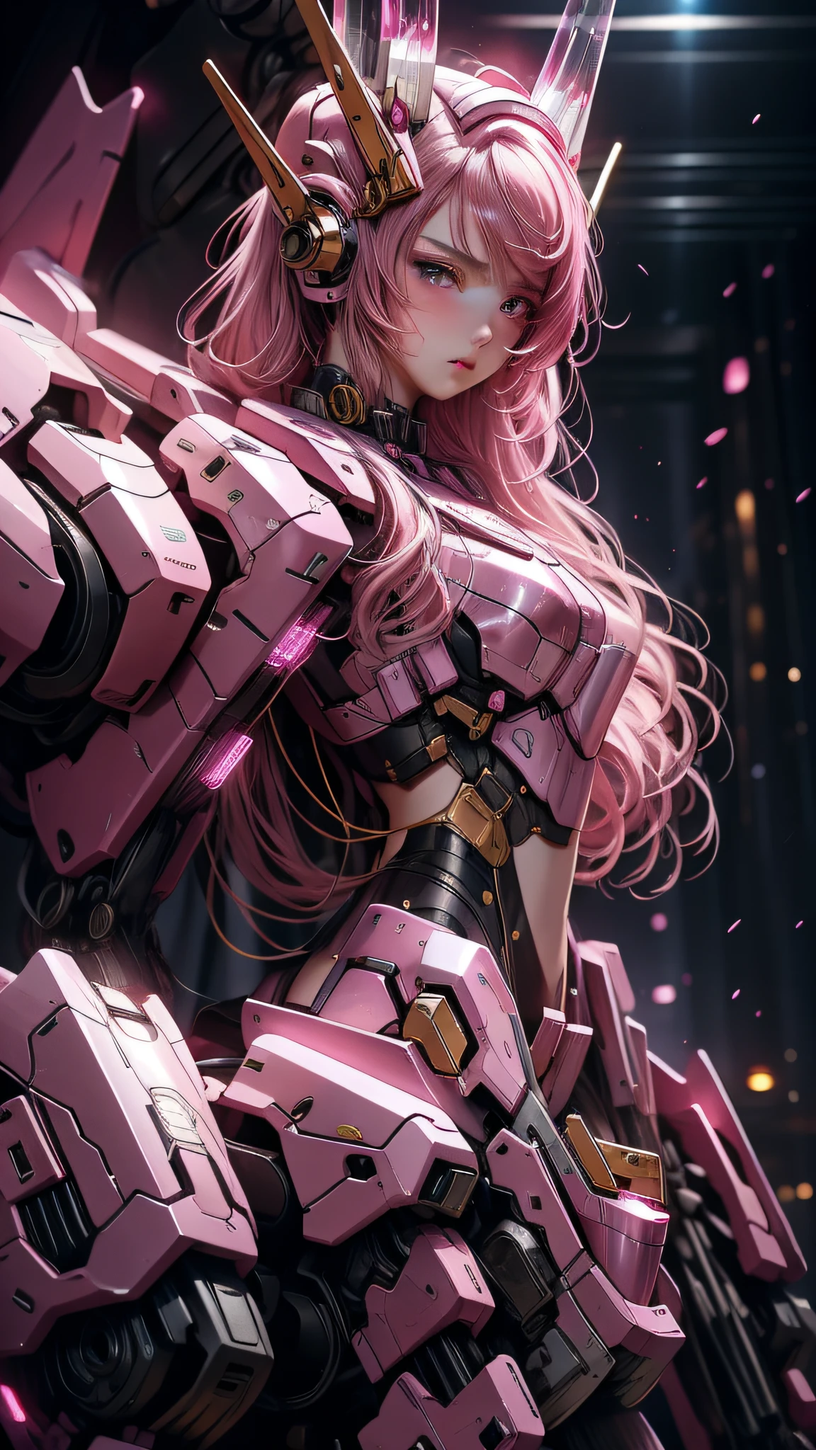 1girl, dramatic lighting,Pink Mecha,Honey Mecha