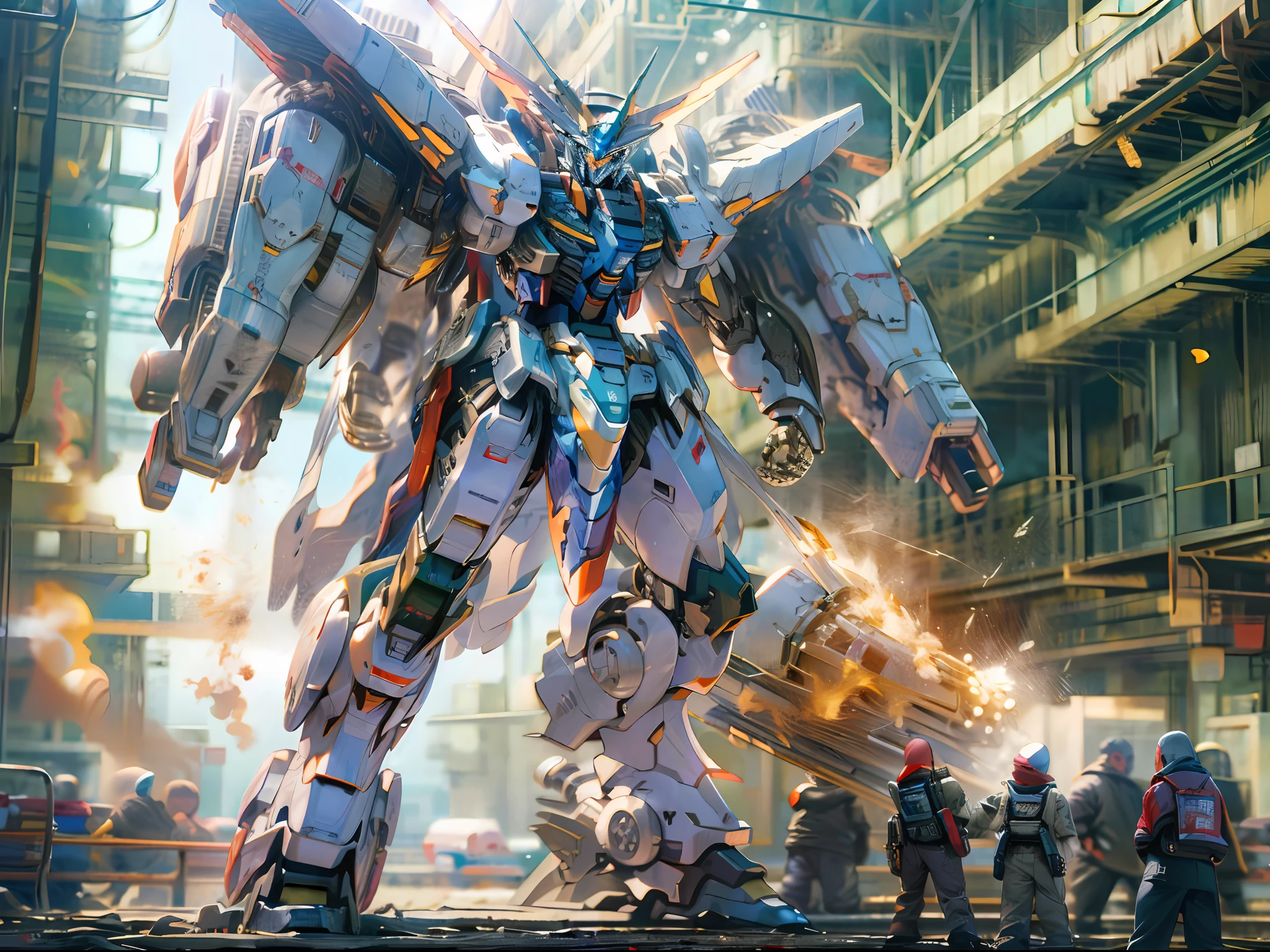 Surrealism, Ray Tracing, Photorealistic, UHD, High Detail, 32k, Best Quality, Textured Skin, Gundam Mecha, Flight, Funnel, Mecha Ship, Masterpiece, Best Quality, Mecha, Unmanned, (Full Body), (Black Mecha: 1.8), (Axisymmetric: 1.4), (HDR), (Movie Light: 1.1), White Eyes, Cool, Science Fiction, Fire, Universe, oversized shield, mecha man overlooking the background of the earth, with laser cannon beams, wars, conflicts, weapons in hand (has a huge weapon: 1.5),