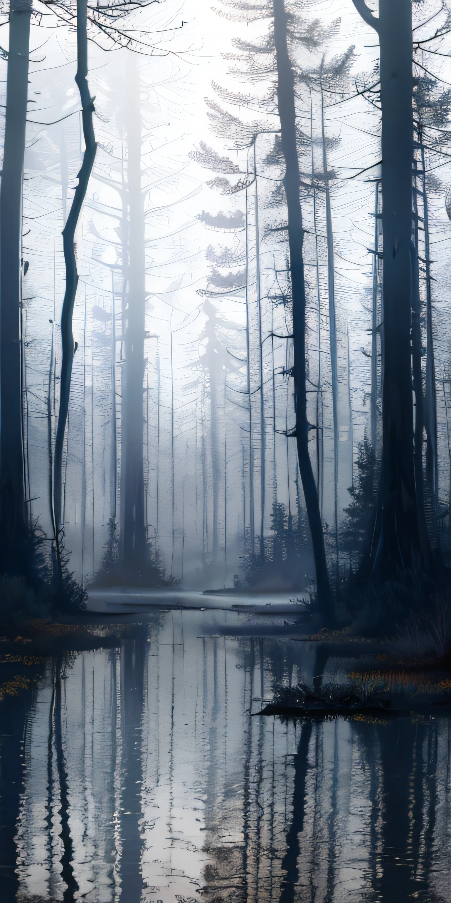 analogue style,ChromaV5,nvinkpunk,(Extremely detailed Cg Unity 8K wallpaper),Gloomy and ominous swampy landscape,Water is static,Dark,Trees twisted and knotted,Moss hangs from the branches,A thick fog shrouded the air,The feeling of uneasiness is palpable,oil painted,award winning photography,Bokeh,depth of fields,hdr,Halo,color difference,真实感,The is very detailed,Trends on ArtStation,Trends on CGSociety,复杂,high detal,dramatics, halfway art,There was a girl in the distance,