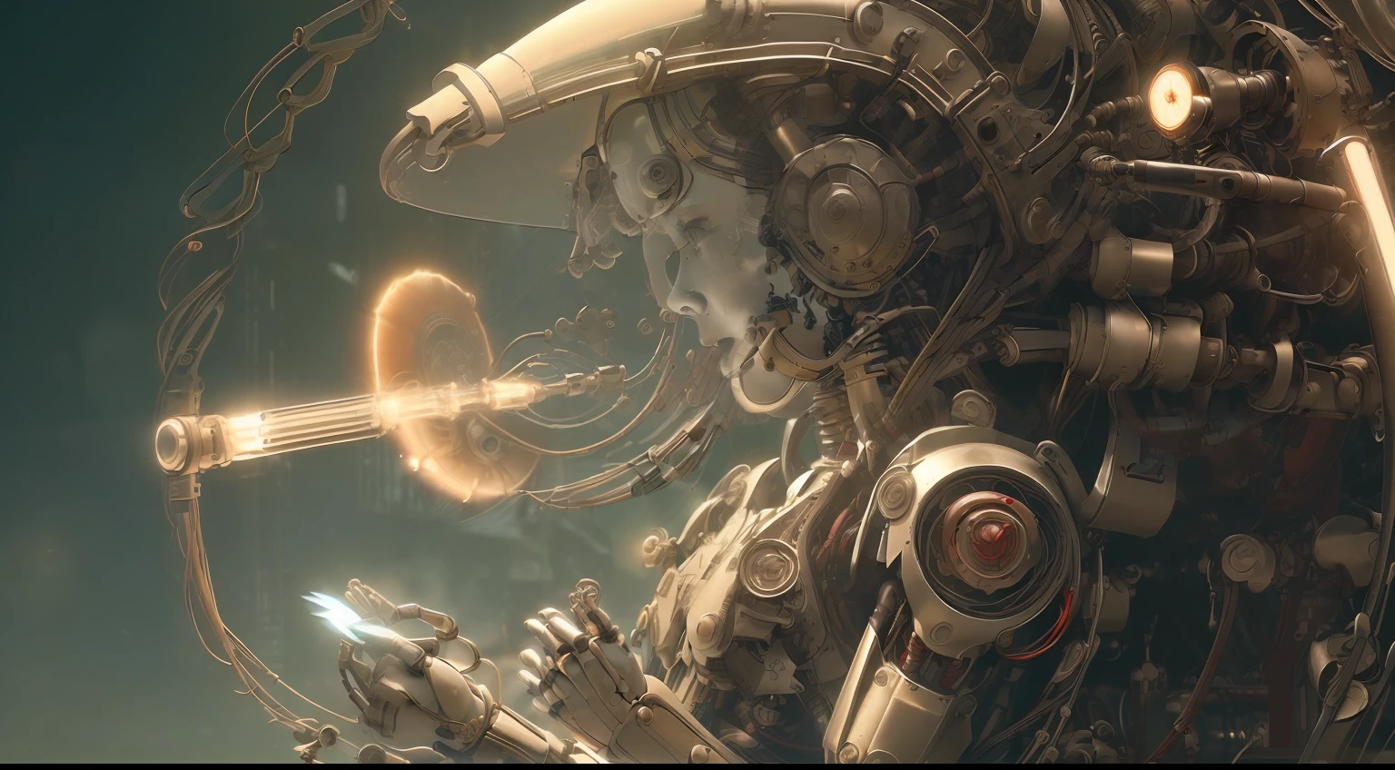 (masterpiece, top quality, best quality, official art, beautiful and aesthetic:1.2), (1girl), cyborg, robot wing, two wing, dreadlock hair, extreme detailed,colorful,highest detailed ((ultra-detailed)), (highly detailed CG illustration), ((an extremely delicate and beautiful)),(from side),cinematic light,((1mechanical girl)),solo,full body,(machine made joints:1.2),((machanical limbs)),(blood vessels connected to tubes),(mechanical vertebra attaching to back),((mechanical cervial attaching to neck)),(sitting),expressionless,(wires and cables attaching to neck:1.2),(wires and cables on head:1.2)(character focus),science fiction,(blood:0)