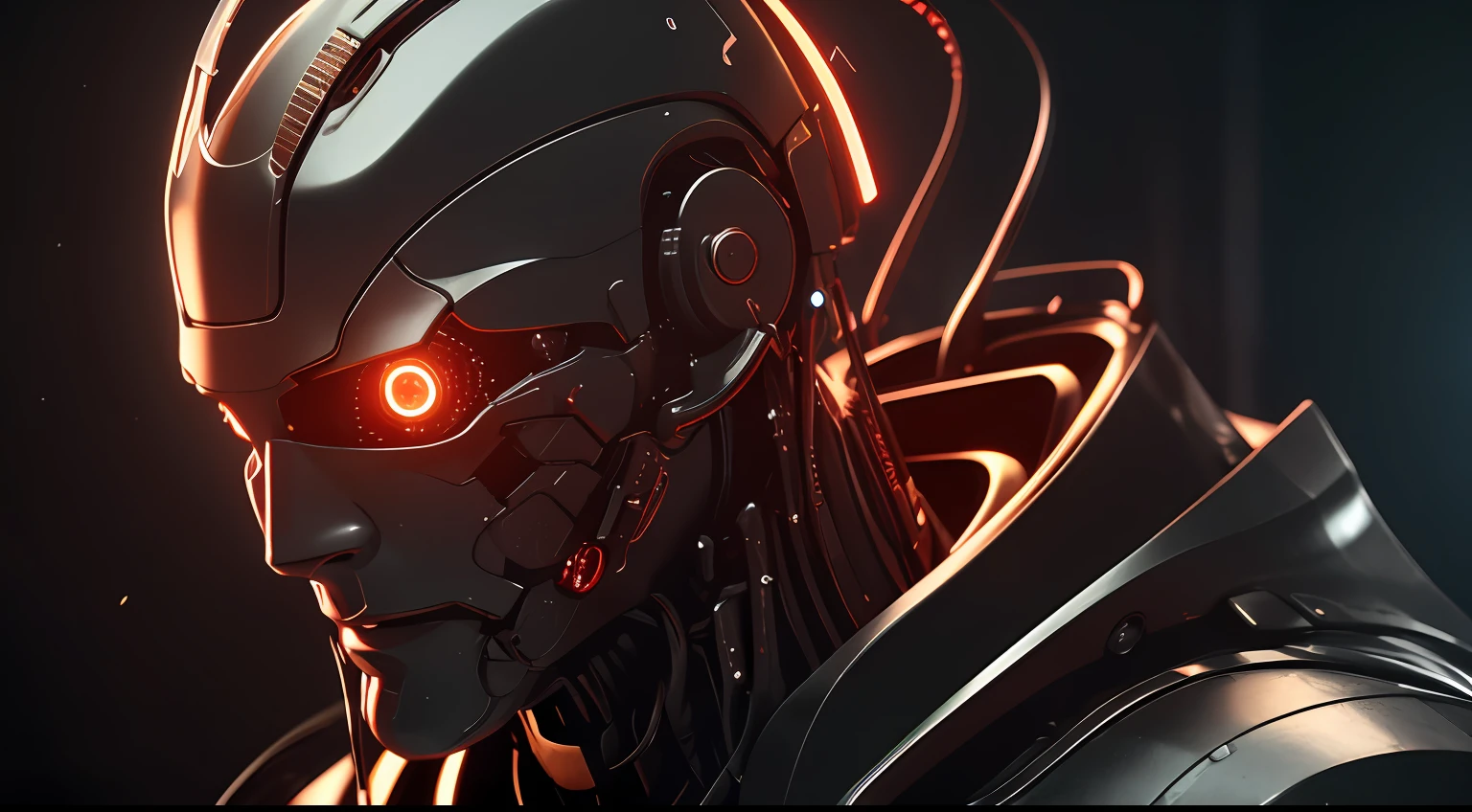 (masterpiece,8k quality, 8k, top quality, best quality, official art, beautiful and aesthetic:1.2),close up, face, fire eye, eye on fire ,a humanoid lauterbach robot biomechanical bronze with a head full of wires and a light cold on it's face and neck, in a dark room in a dark room with a red light behind him, unreal engine 5 highly rendered, cyberpunk art, les automatistes, raw photo of detailed skin, clear face