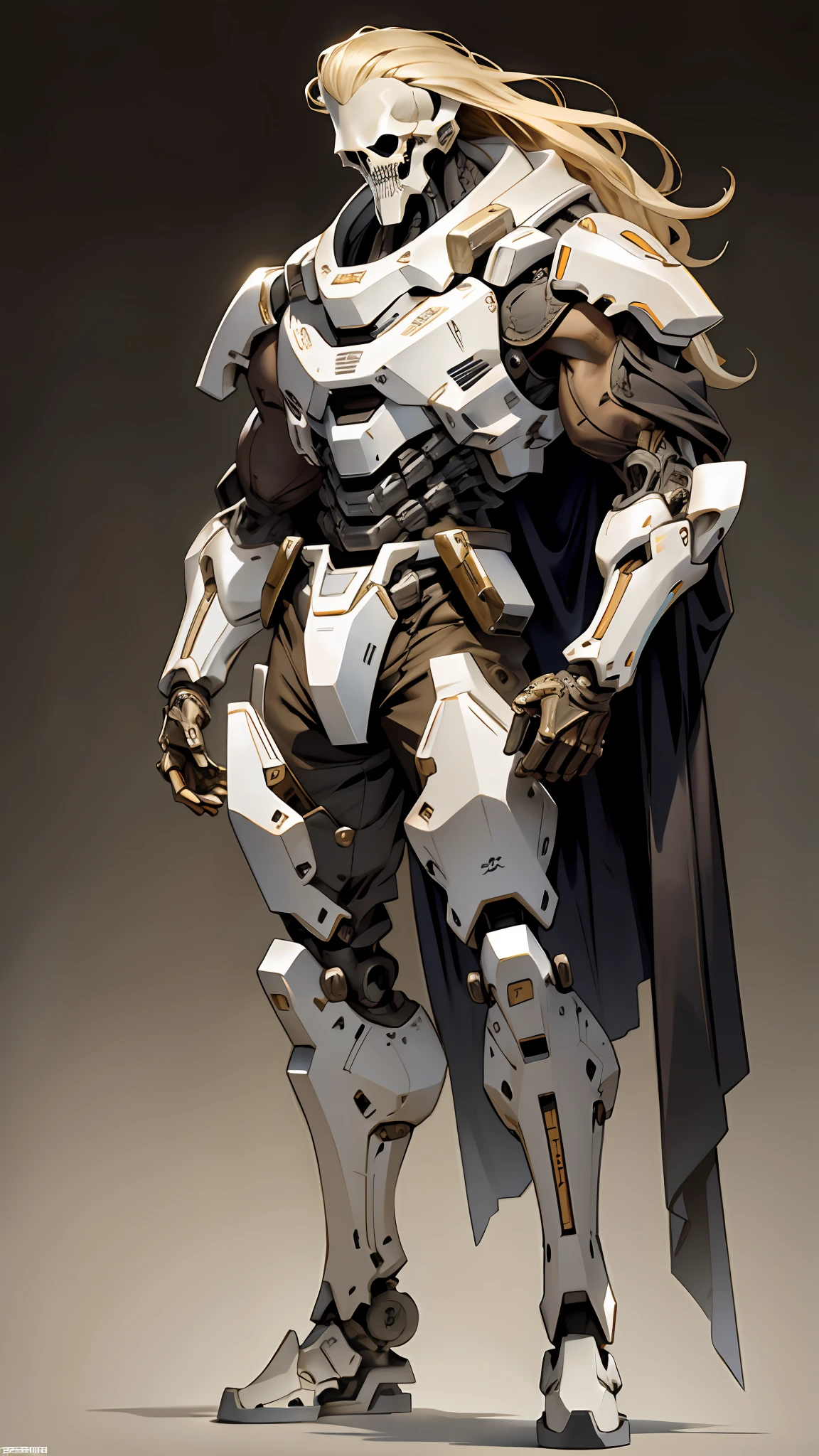 tmasterpiece, Best quality at best, Despise weavers, long whitr hair, blond hairbl, Biomechanical arm, scientific fiction, Large brown armor, mechs, Biomechanicals,
terroral, vein, pipe, organic, darkly, Dim light, skelleton, Alien movies,
ink,清晰的线条,negative space,H.R.Giger's art
