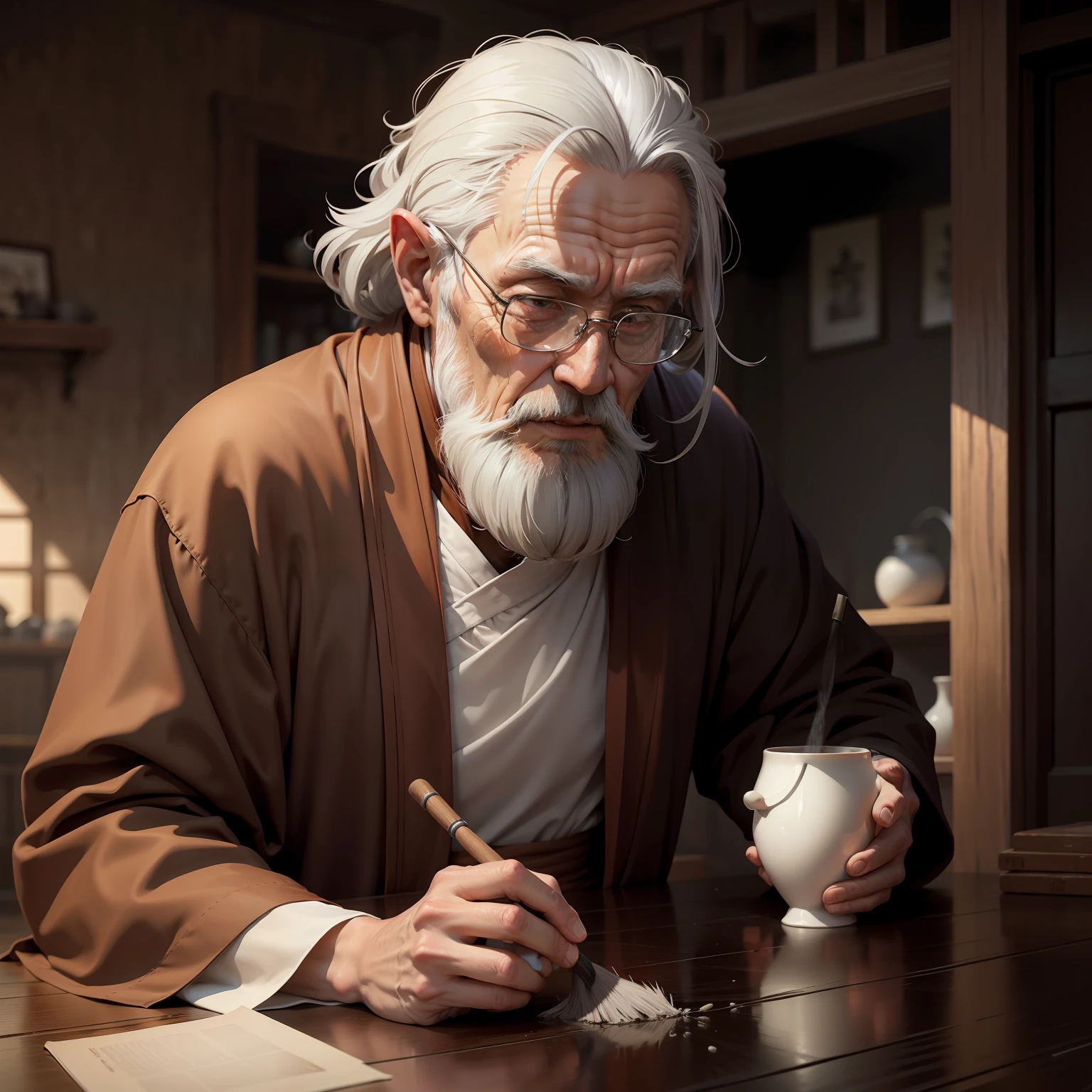 The old man sweeping monk unfathomable sect gray hair seems ordinary