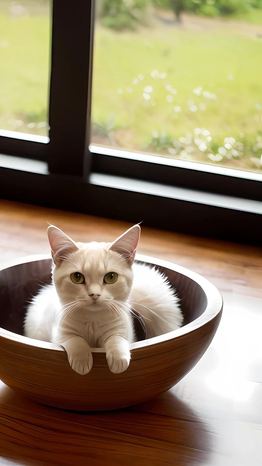 Gato 3d, (Himalayan), (Pequeno)))), in a green cup of tea, Face, Patas dianteiras para fora, 8K, Foto profissional, Delicado, Claro, Na mesa, Dentro da casa, Sol, Vazamento de luz, Obra-prima, ((Bonito))), Fashionable cup of tea, (Realidade), stuffed toy, Pupilas redondas