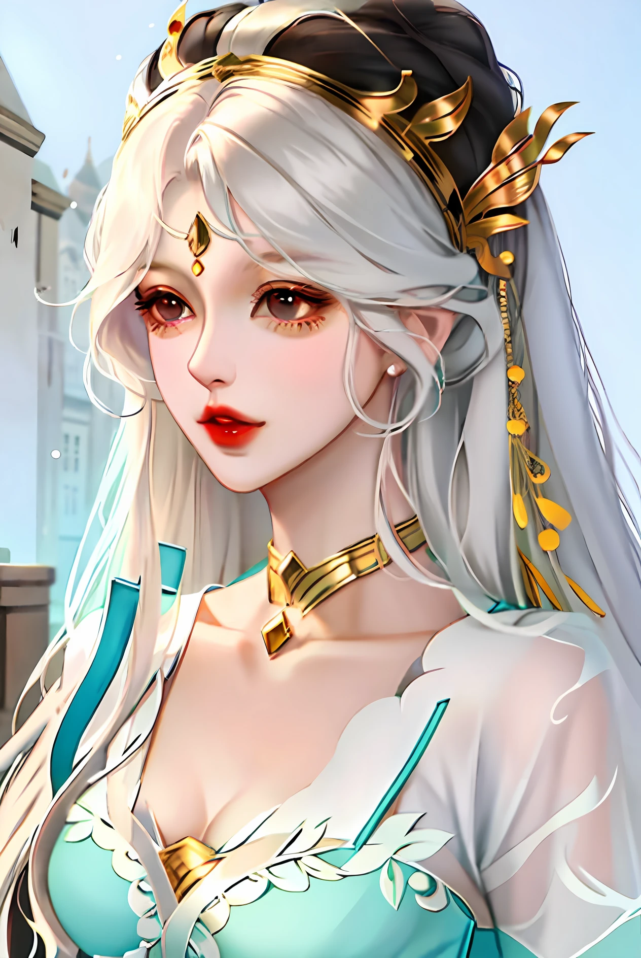 Two-dimensional beauty illustration, ancient style Roman high cold cute, full body high nose bridge, delicate collarbone