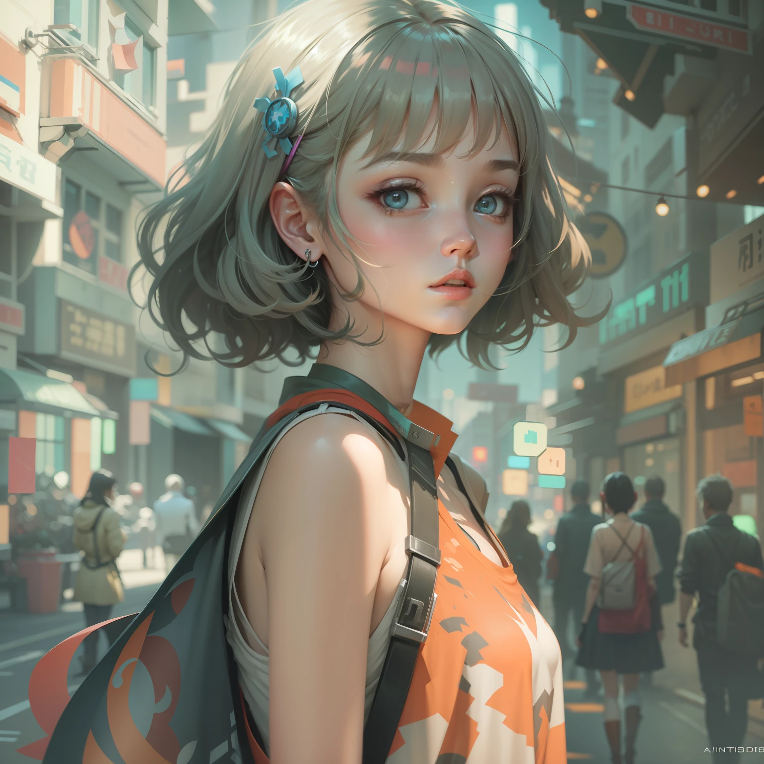 2050s、animesque、girl with、trending on artstationh、Rachel Walker、