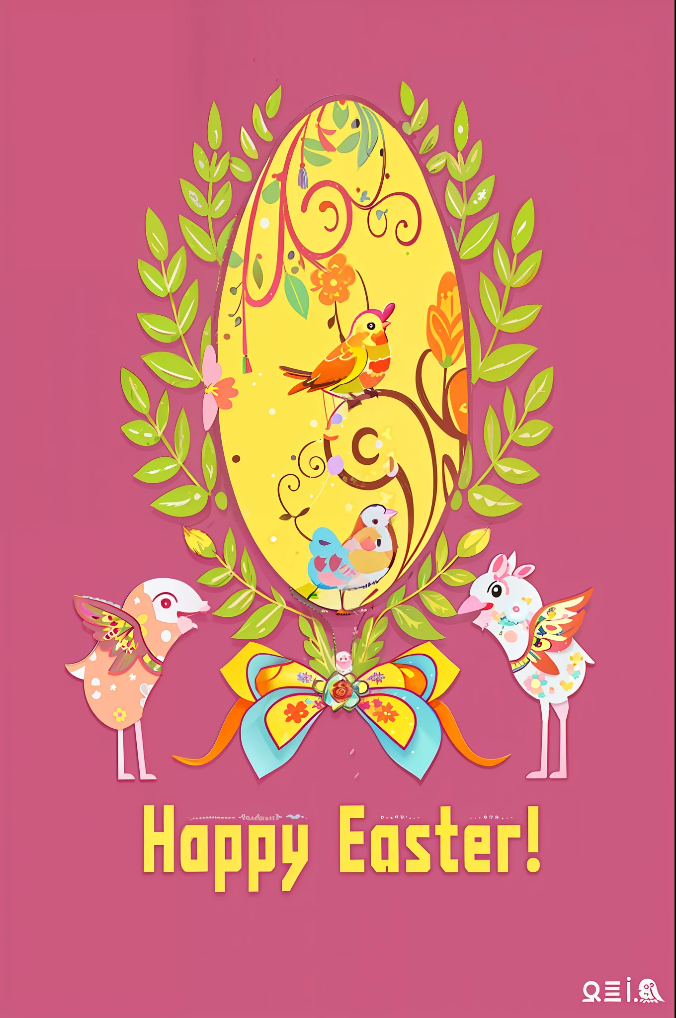 There are two birds standing next to an egg with a floral pattern, cheerfulness, cheerfulness!!!, Easter, very very happy!, 😃😀😄☺🙃😉😗, Colorful illustration, Bunny, author:Ei-Q, illustratio, ornate egg, Night!, made in adobe illustrator, made with illustrator, The cards, tas, enjoyable, Digital art!!