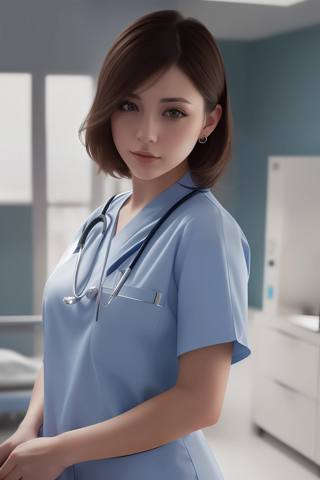 best quality, (beautiful nurses:1.2), (a hospital ward in the background:1.3), incredible detail, highly detailed, composition, ultra-detailed, (photorealistic), light leaks, trending on artstation, sharp focus, absurdres, depth of field