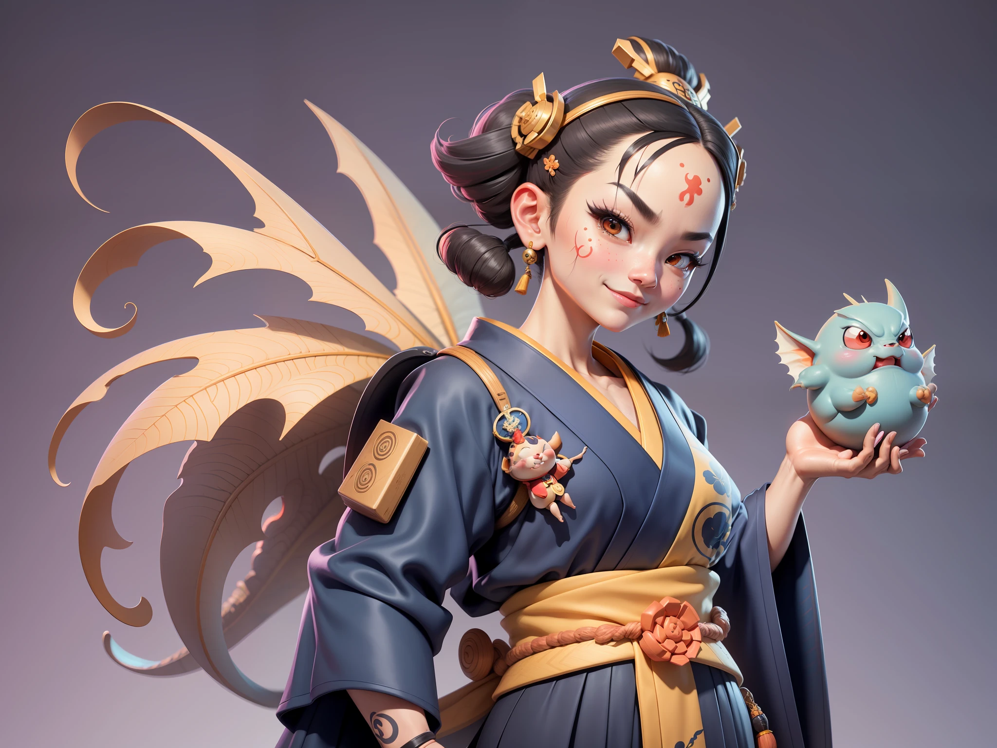 (Daisaku),(Need),(Super meticulous),(full bodyesbian:1.2),Japanese ukiyo-e girl,japanese geisha,Beautiful,Oriental dragon,Aeolian Thor,Raised sexy,爆乳,Oriental face,TV Anchor,Bust portrait illustration,Alone,In black suit,a blue tie,The face is slightly chubby,The face was clean,without a beard,Black super short hair,Black eyes,Smile confidently,3C computer sub-products,iPad, iphone,Digital painting,3D character design by Mark Clairen and Pixar and Hayao Miyazaki and Akira Toriyama,The illustration is a high-definition illustration in 4K resolution,With very detailed facial features and cartoon-style visuals。