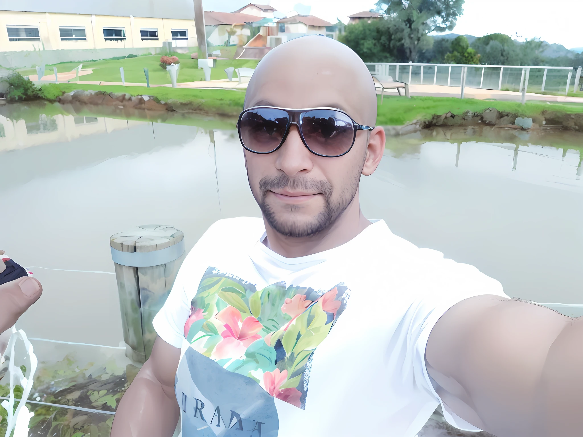 musculoso, sentado, Minar, cabelo facial, piscina, water, profundidade de campo, twilight sky