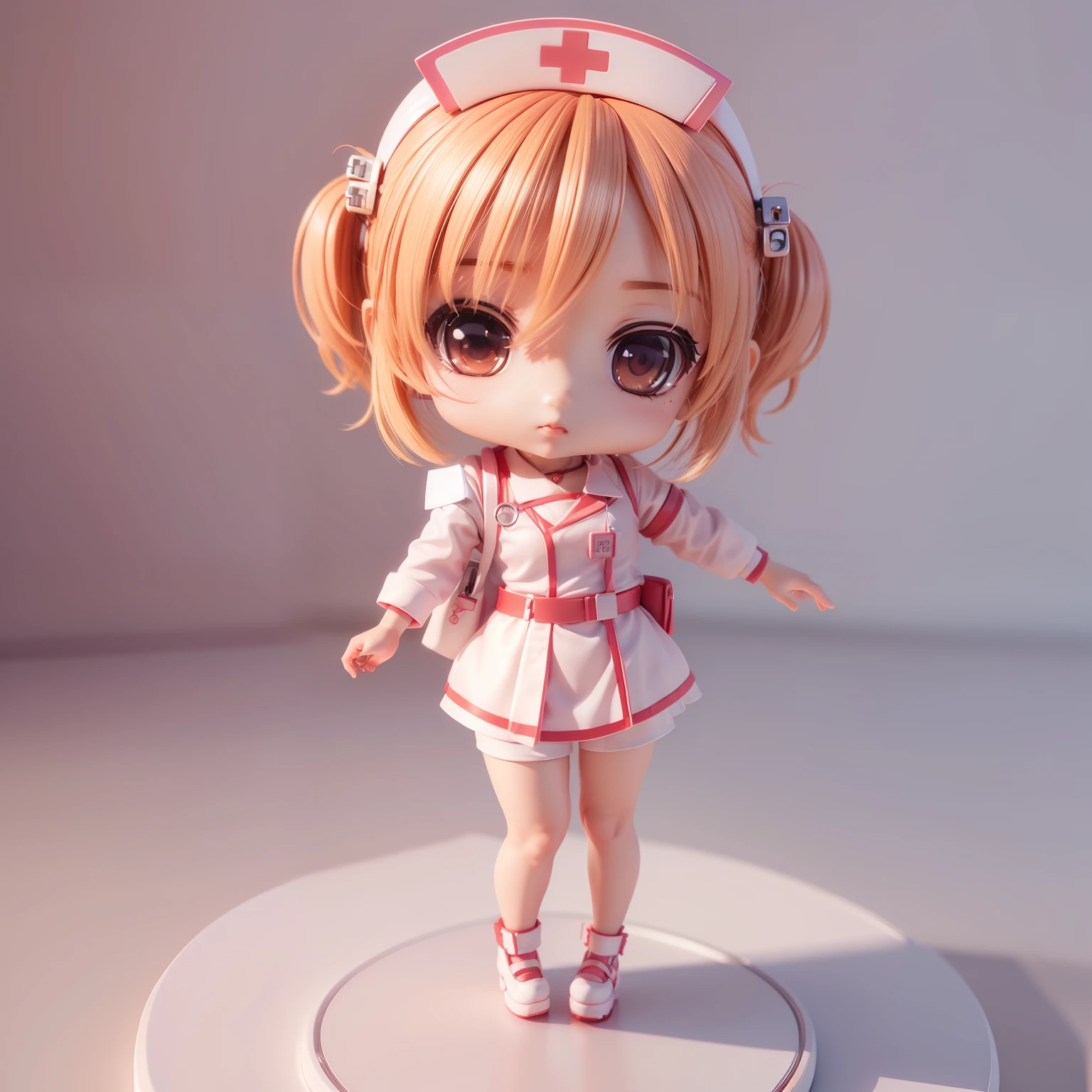 (((Chibi 3D))),Very cute and beautiful Chibi Anime Nurse Costume Style, holding a syringe,Hospital, Examination room miniature background, Full body, Dancing, Highly detailed face and eyes, Clearly outlined, Solo,Chibi 3D.
