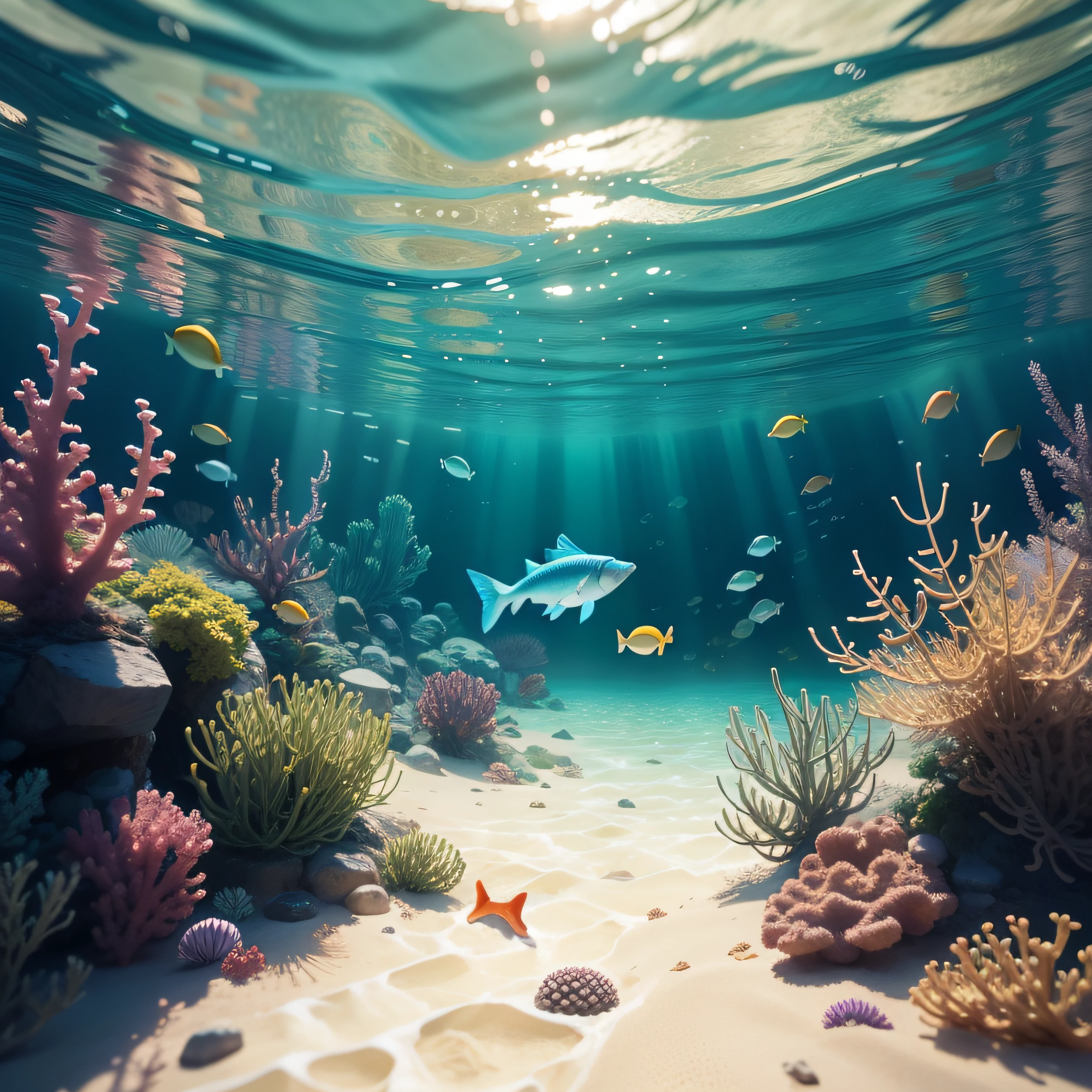 Fish appearing in the sea Sunny scene Moments of miracles