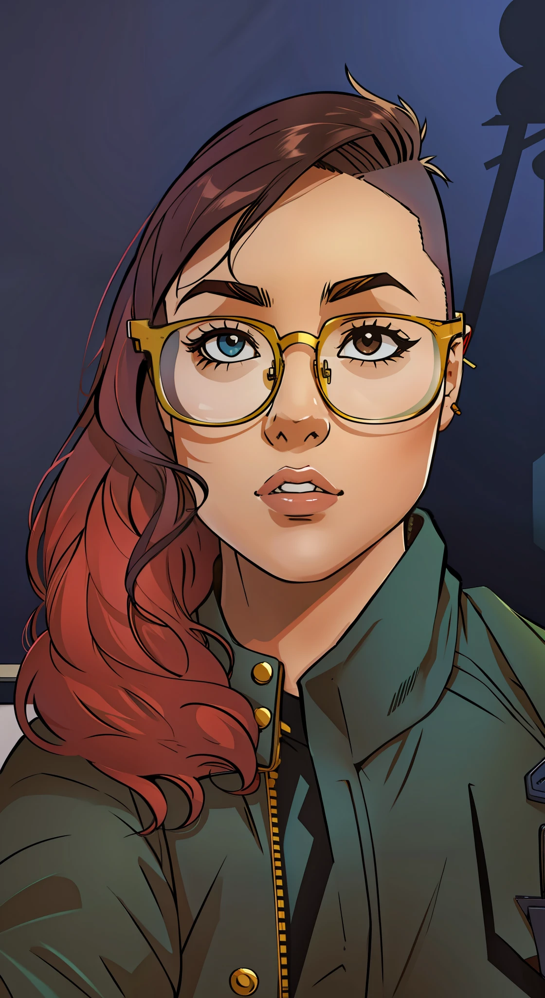 Girl glasses shaved hair side girl 2d