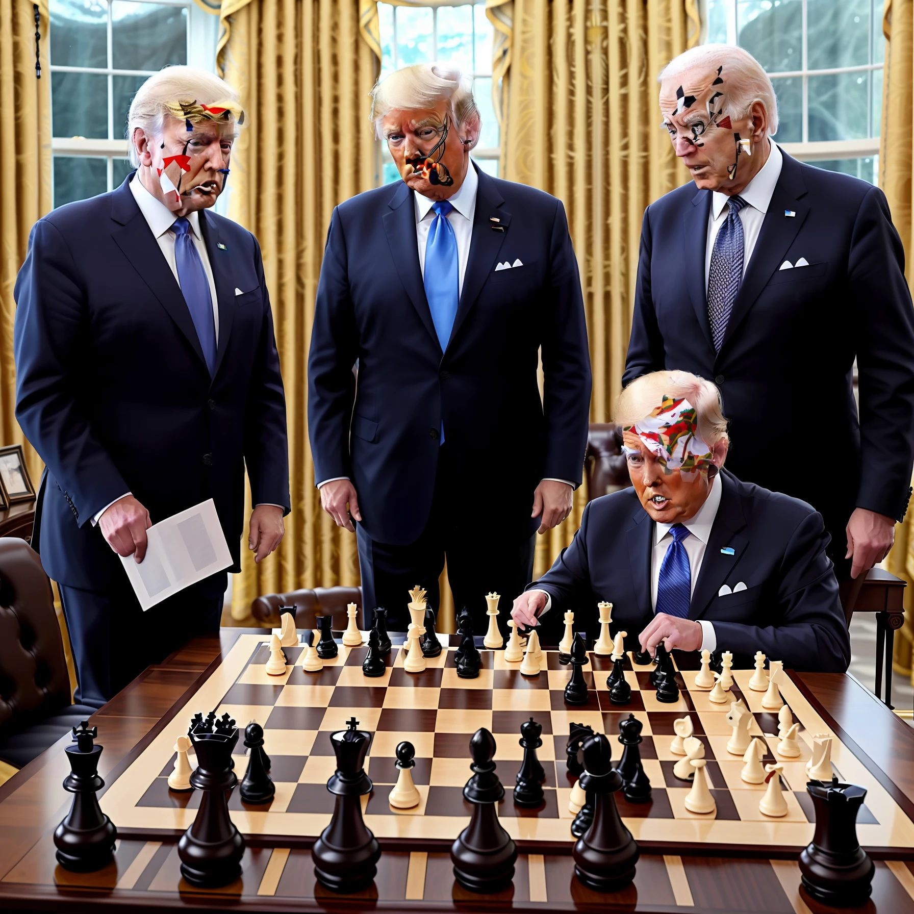 Trump and Biden play chess
