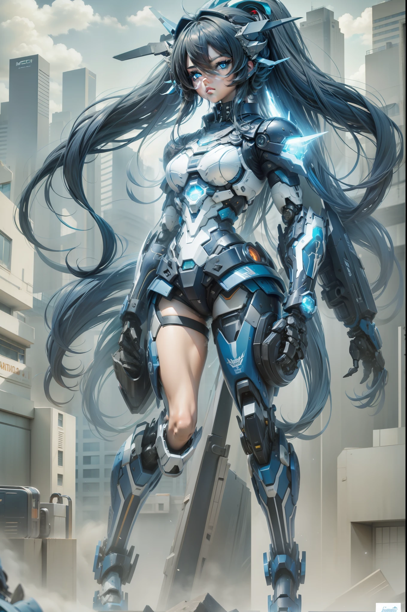 cabelos preto e longos,mechs,girls,blue color eyes