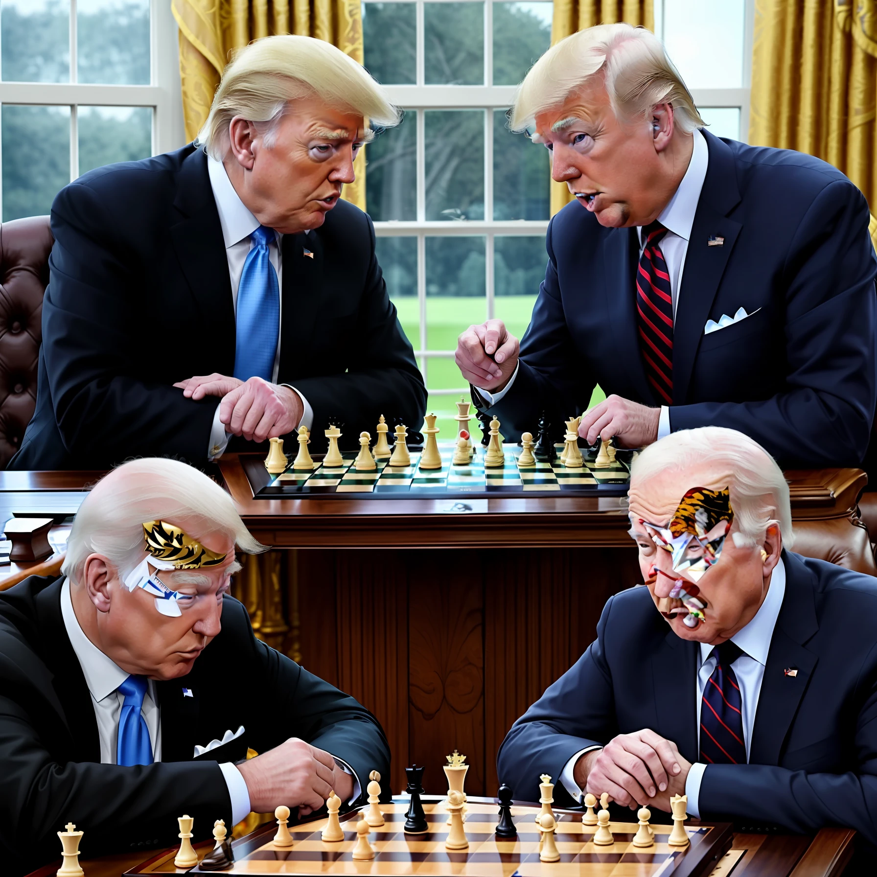 Trump and Biden play chess