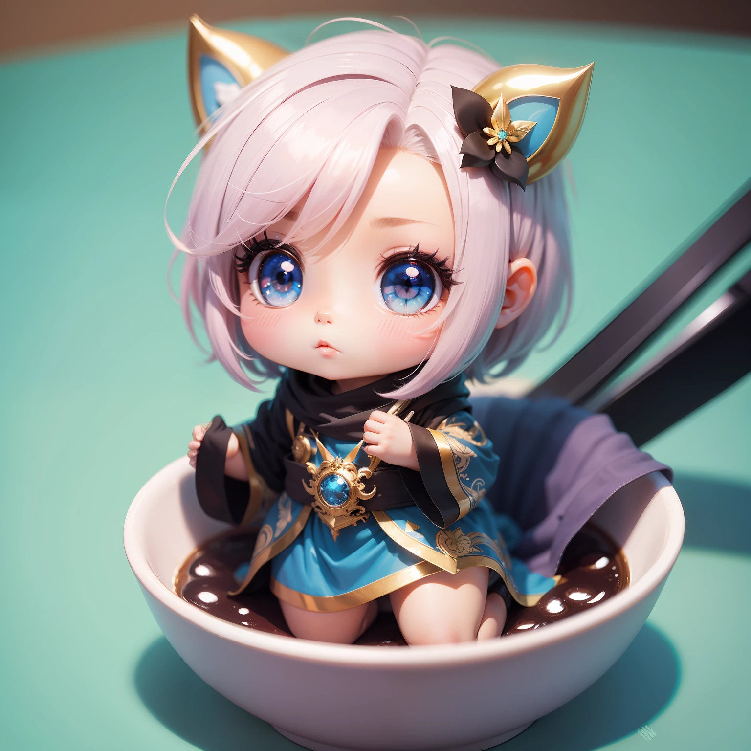 Chibi colorido com brilho hiper-realista