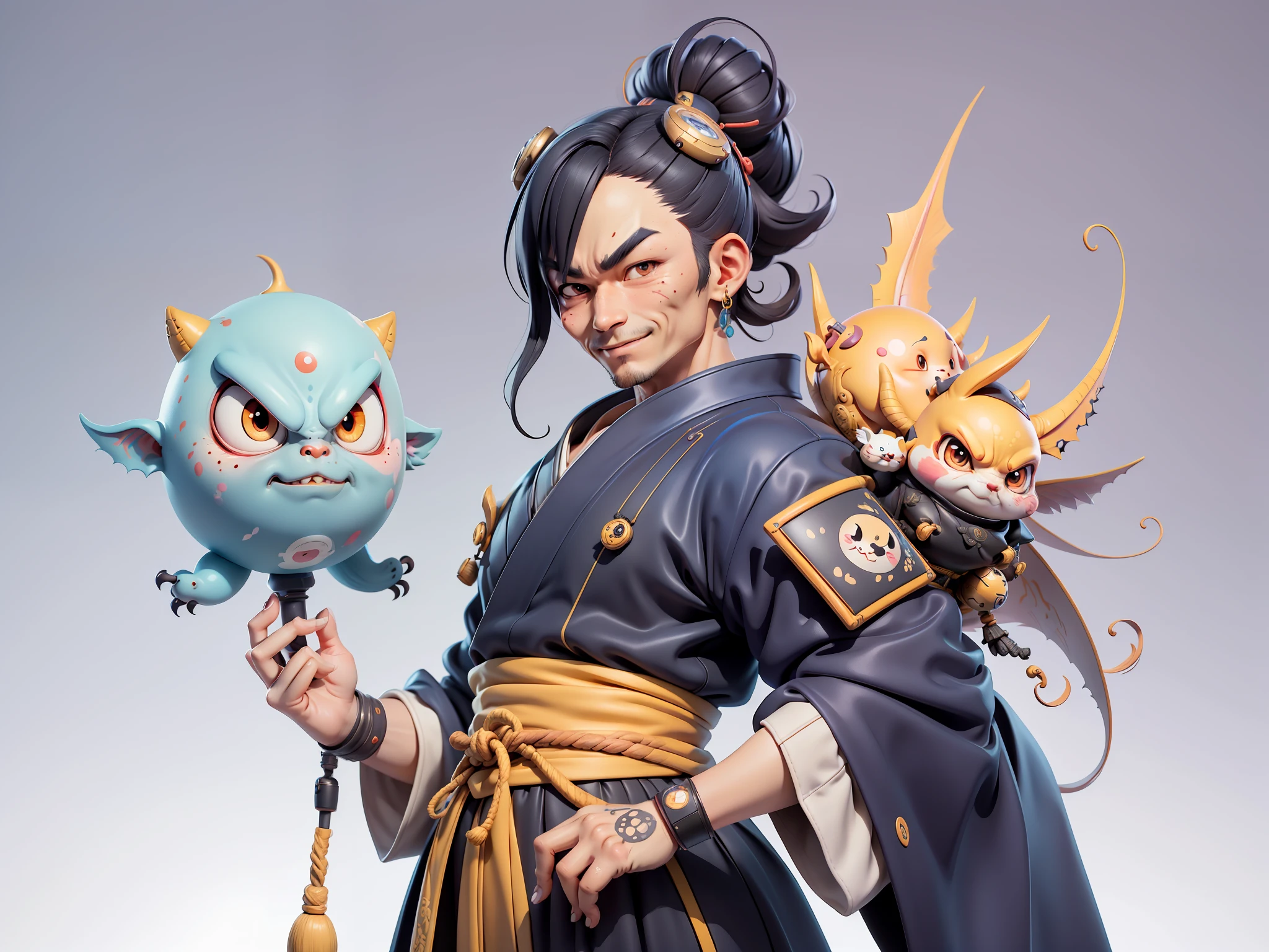 (Daisaku),(Need),(Super meticulous),(full bodyesbian:1.2),Japanese ukiyo-e girl,japanese geisha,Beautiful,Oriental dragon,Aeolian Thor,Raised sexy,爆乳,Oriental face,TV Anchor,Bust portrait illustration,Alone,In black suit,a blue tie,The face is slightly chubby,The face was clean,without a beard,Black super short hair,Black eyes,Smile confidently,3C computer sub-products,iPad, iphone,Digital painting,3D character design by Mark Clairen and Pixar and Hayao Miyazaki and Akira Toriyama,The illustration is a high-definition illustration in 4K resolution,With very detailed facial features and cartoon-style visuals。