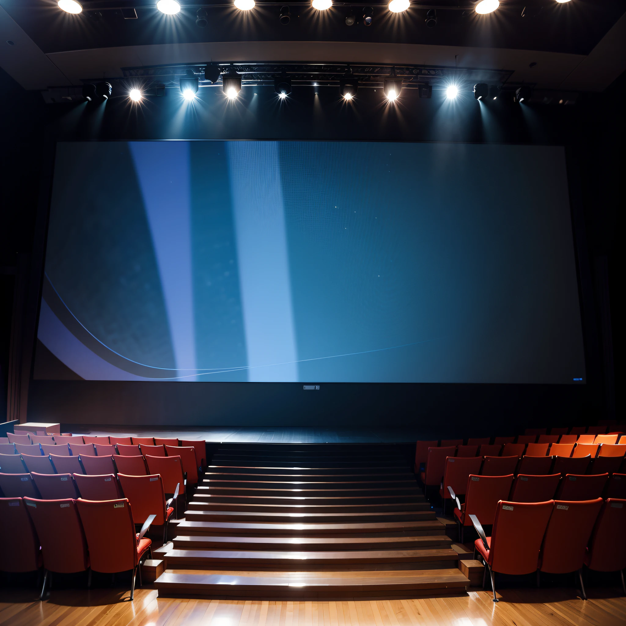 The right side of the picture is the main body,Empty one-man podium,A big screen that says "World Speech Contest."