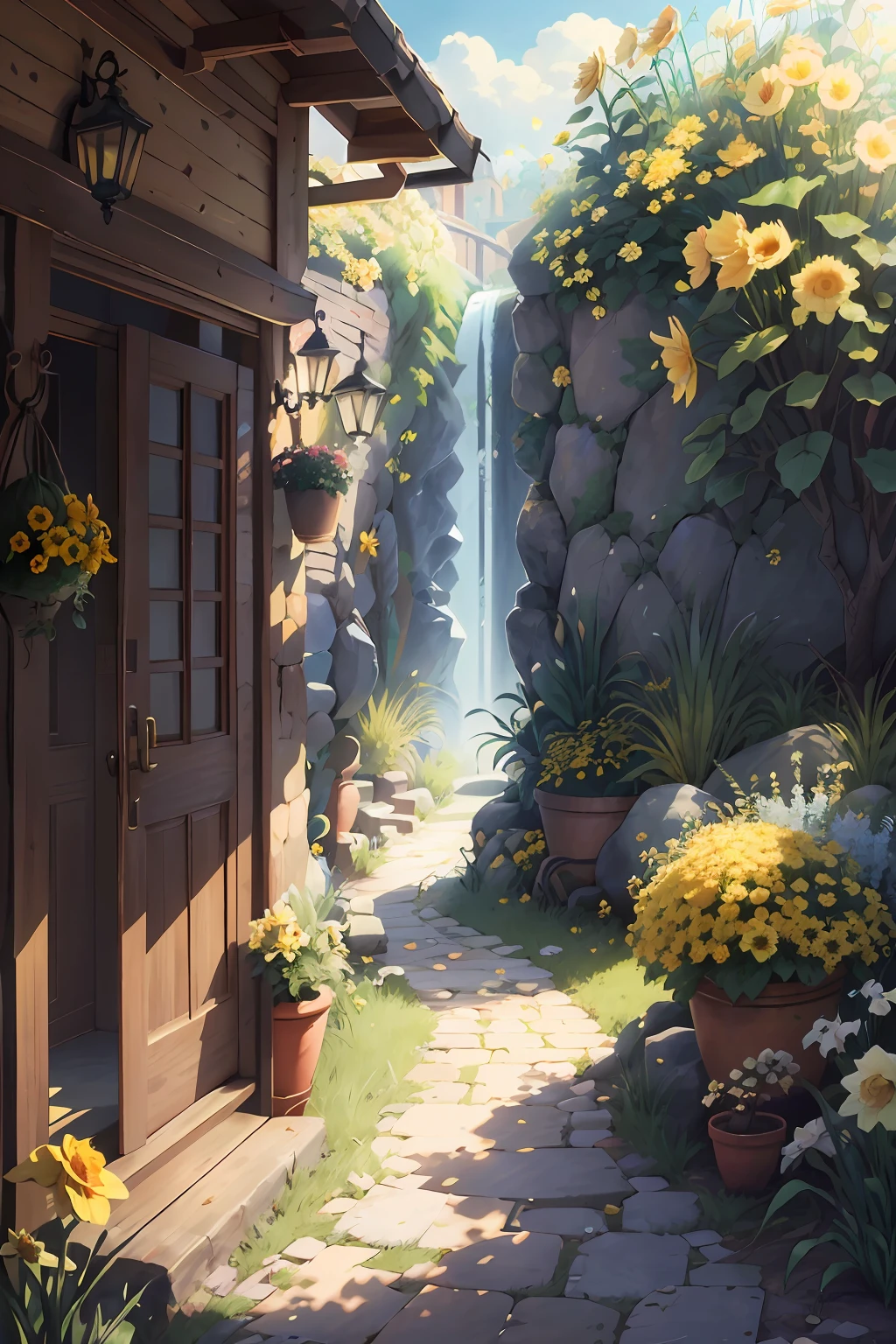 Original,(illustratio:1.1),(best qualtiy),(tmasterpiece:1.1),(the Extremely Detailed CG Unity 8K Wallpapers),(a color:1.2),daffodil,Daffodil petals,scenecy,rios|Wagas,